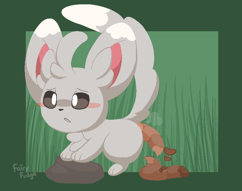 ambiguous_gender ass bent_over blush cross-eyed digital_media_(artwork) fairyfudge feces fluffy furry generation_5_pokemon heart_symbol looking_back looking_pleasured minccino nintendo open_mouth pokemon pokemon_(species) pooping_on_floor pooping_on_grass raised_tail rock scat scatplay signature simple_background solo tail