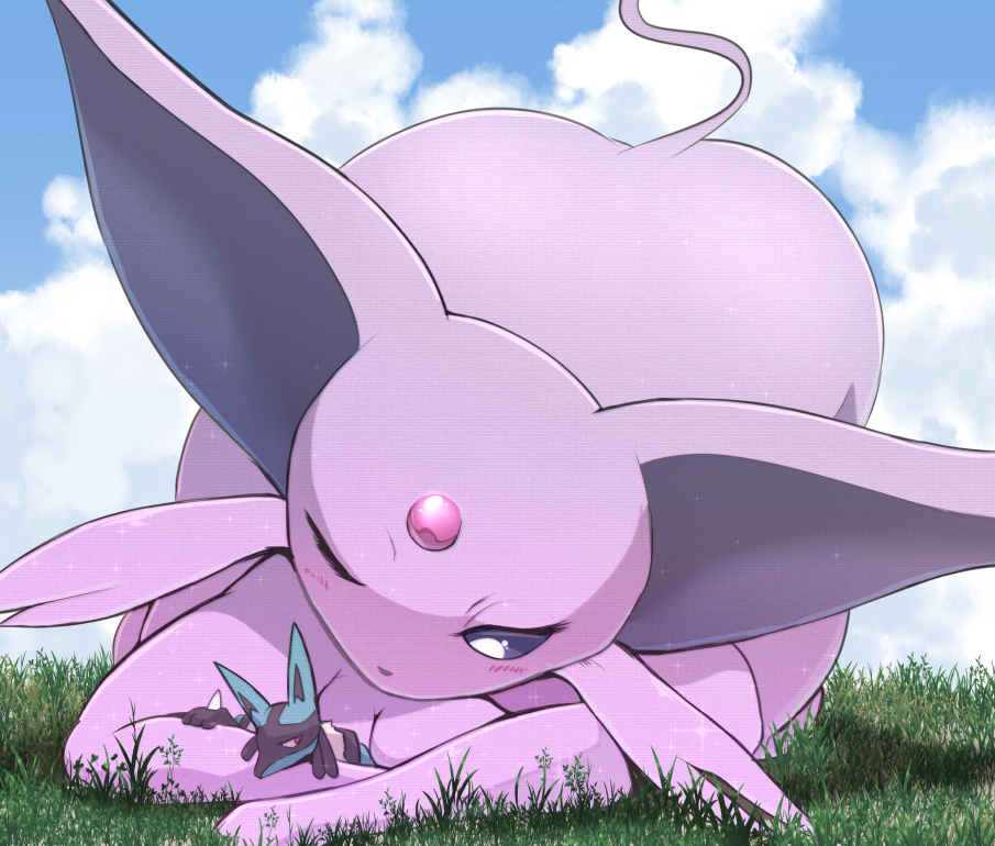 espeon giantess larger_female lucario macro pokemon pokemon_(species) smaller_male soryuu taller_girl ソリュウ