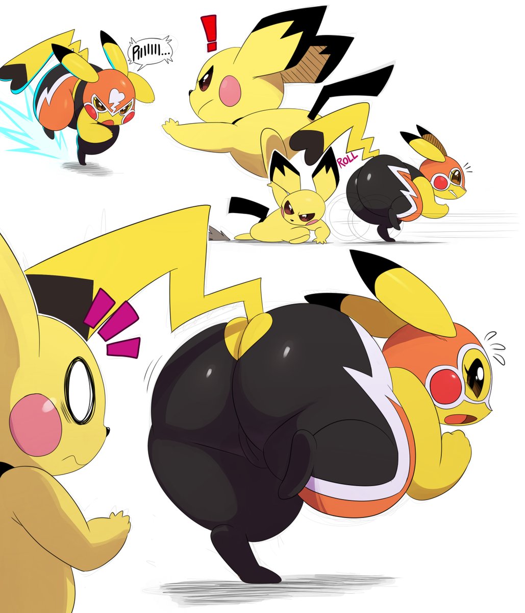 ! 1boy 1girls 2018 ass ass_cleavage big_ass bubble_butt butt_crack chubby cleft_tail clothing cosplay_pikachu costume duo ears female fighting fur furry hips huge_ass long_ears looking_back looking_behind male mammal mask mouse nintendo open_mouth pichu pikachu pikachu_libre plain_background pokémon_(species) pokemon pokemon_gsc pokemon_oras pokemon_rgby pussy rodent running shortstack sssonic2 straight super_smash_bros. super_smash_bros._ultimate tail teapot_(body_type) teeth text text_bubble thick_thighs tight_clothing video_games white_background wide wrestling_mask wrestling_outfit yellow_ears yellow_fur yellow_skin yellow_tail