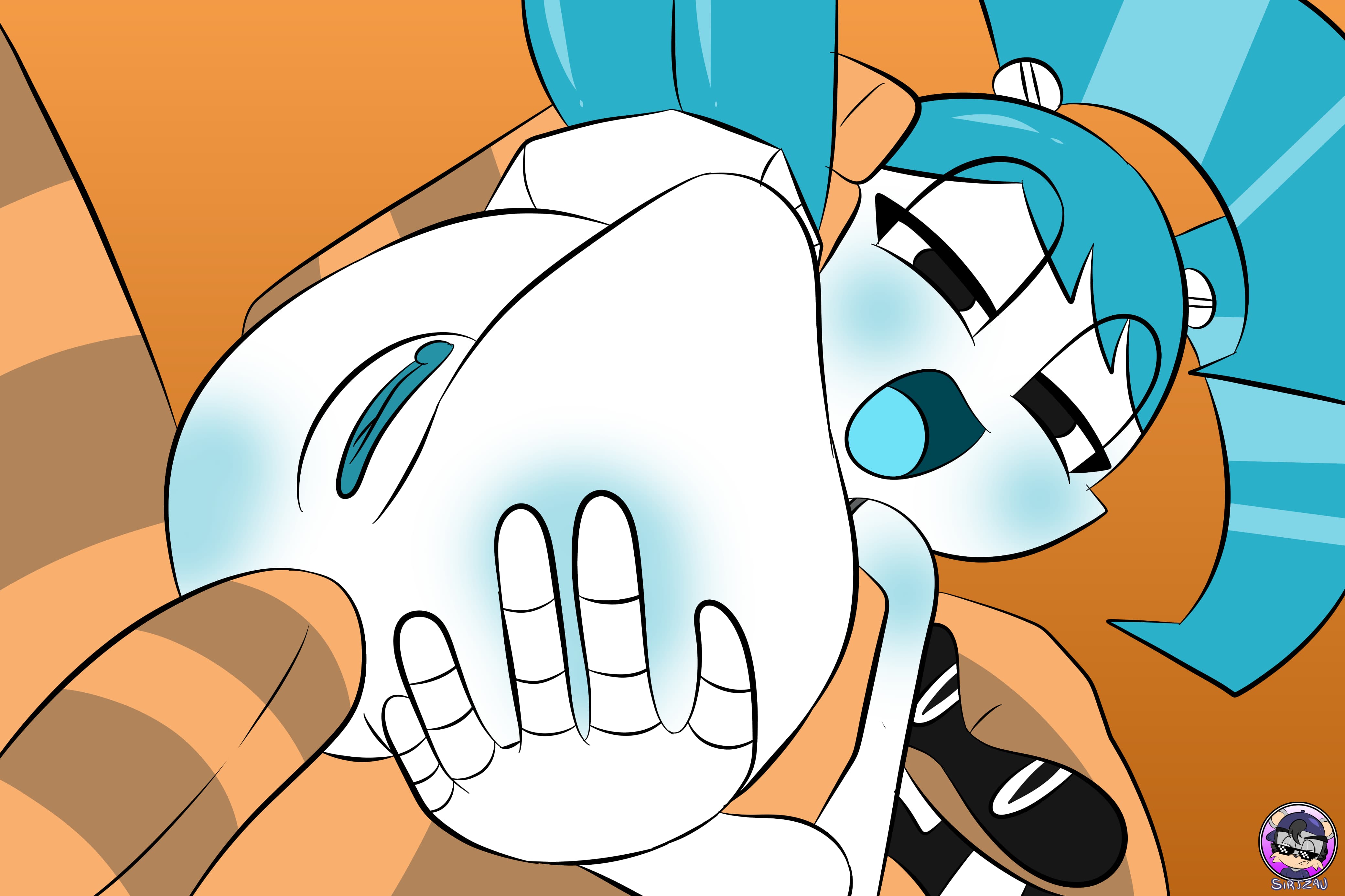 1boy, 1girls, anal, anal penetration, anal sex, crater critter, female, female penetrated, grabbing legs, hand on butt, jenny wakeman, male, male penetrating, male penetrating female, my life as a teenage robot, nickelodeon, nicktoons, open mouth, robot girl, rock, sex, sirjzau, tongue, xj-9