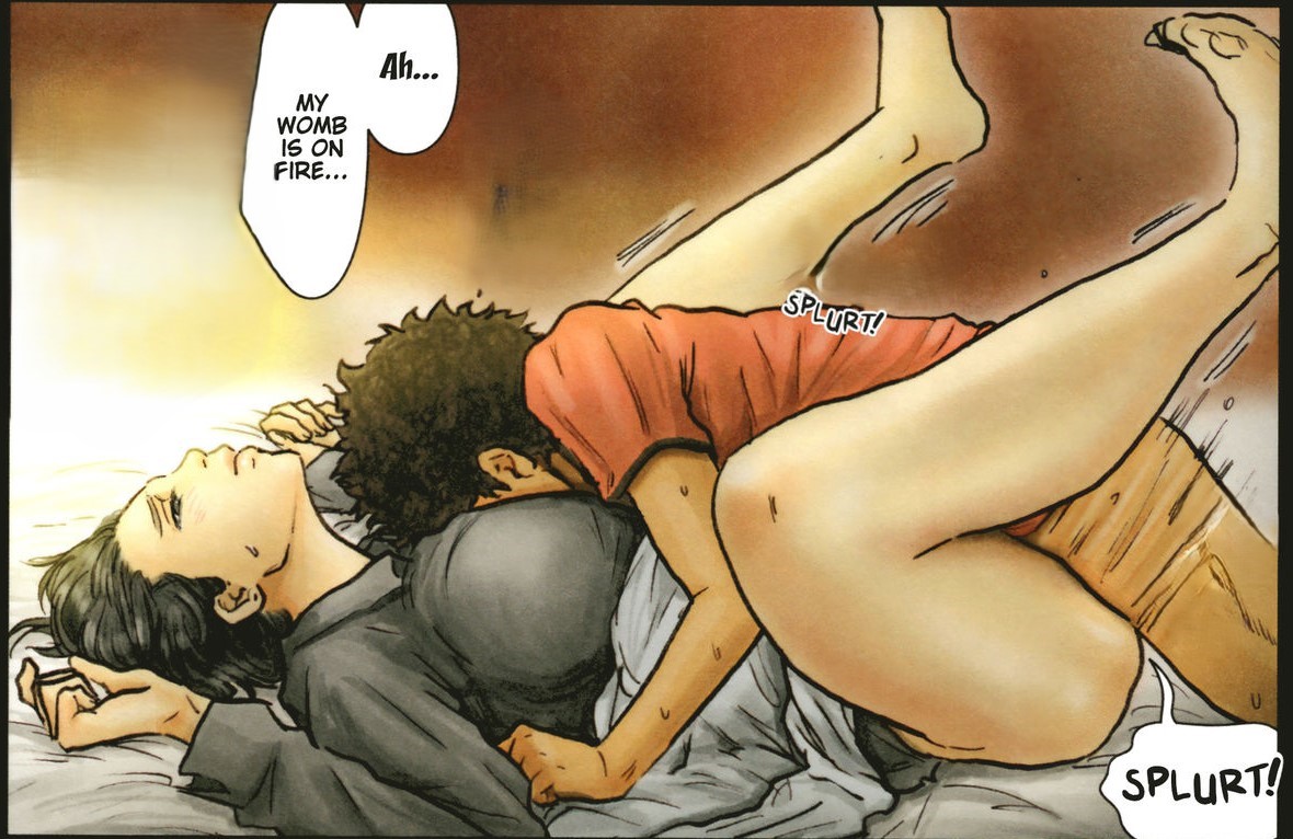 audible internal cumshot, cumming from getting womb blasted with cum, enjoying ropes of cum shooting into womb, female, implied creampie, implied cum inside, kuroneko smith, legs in air, legs up, loud ejaculation, male, male/female, obaa-san no karada ga kimochi yosugiru kara, pumped full of cum, pussy, trying not to moan, trying to be quiet, vaginal penetration, while other asleep