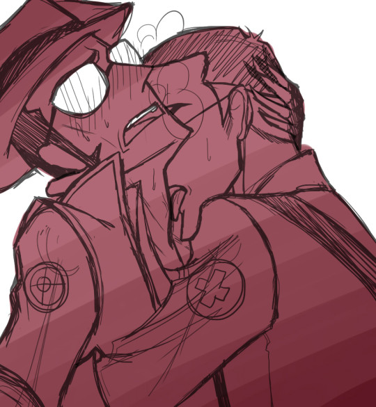 2boys, 2d, blushing profusely, domination, gay, glasses, grabbing, human, human male, human only, licking, licking neck, male, male focus, male only, medic (team fortress 2), multiple males, sketch, sniper (team fortress 2), sogeki16, sogekihei-sama, sunglasses, sweat, team fortress 2, valve corporation, yaoi