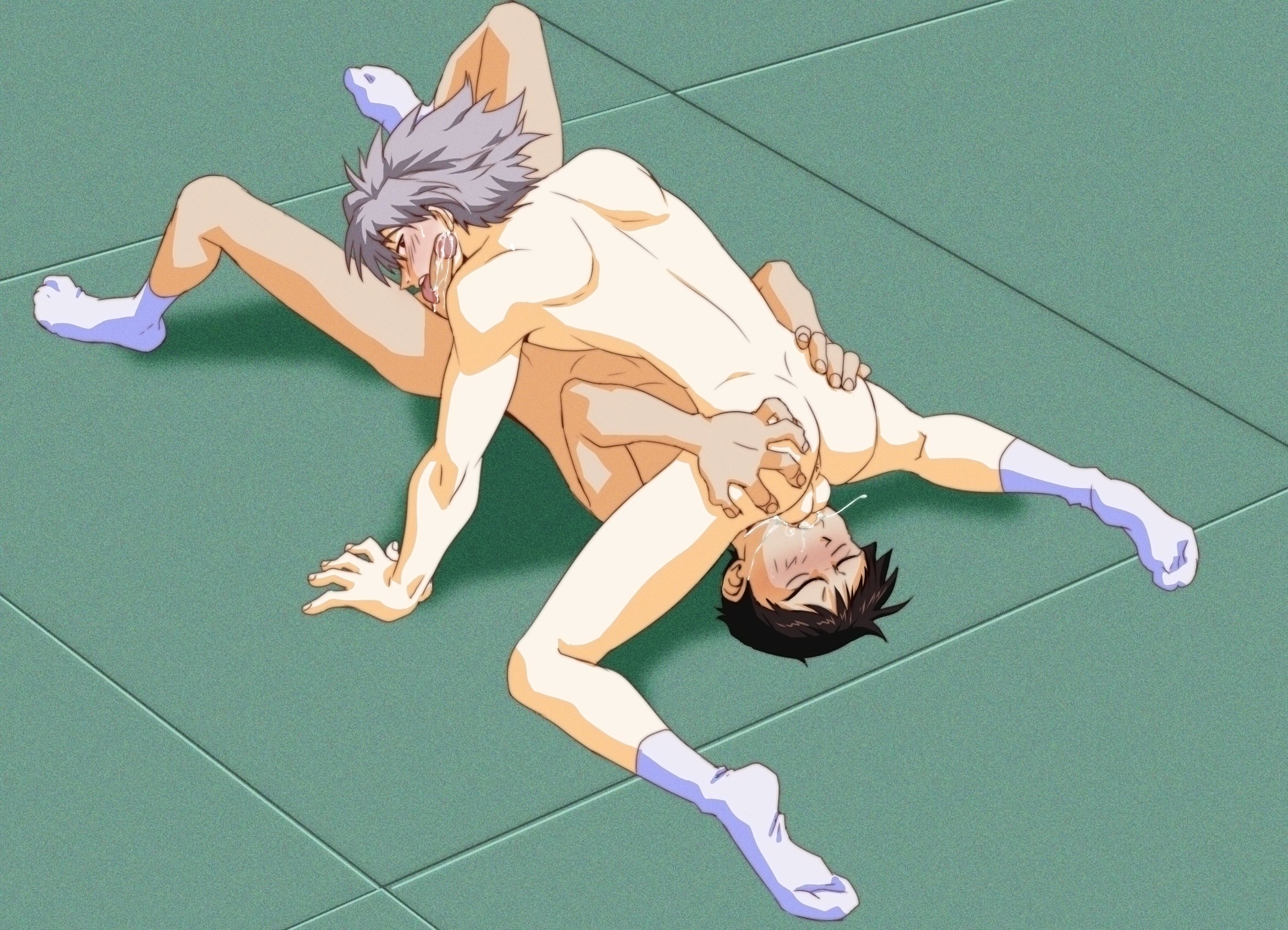 2boys, 69, amondetauro, balls, cum in mouth, kaworu nagisa, male, male only, neon genesis evangelion, oral, sex, shinji ikari, socks, yaoi