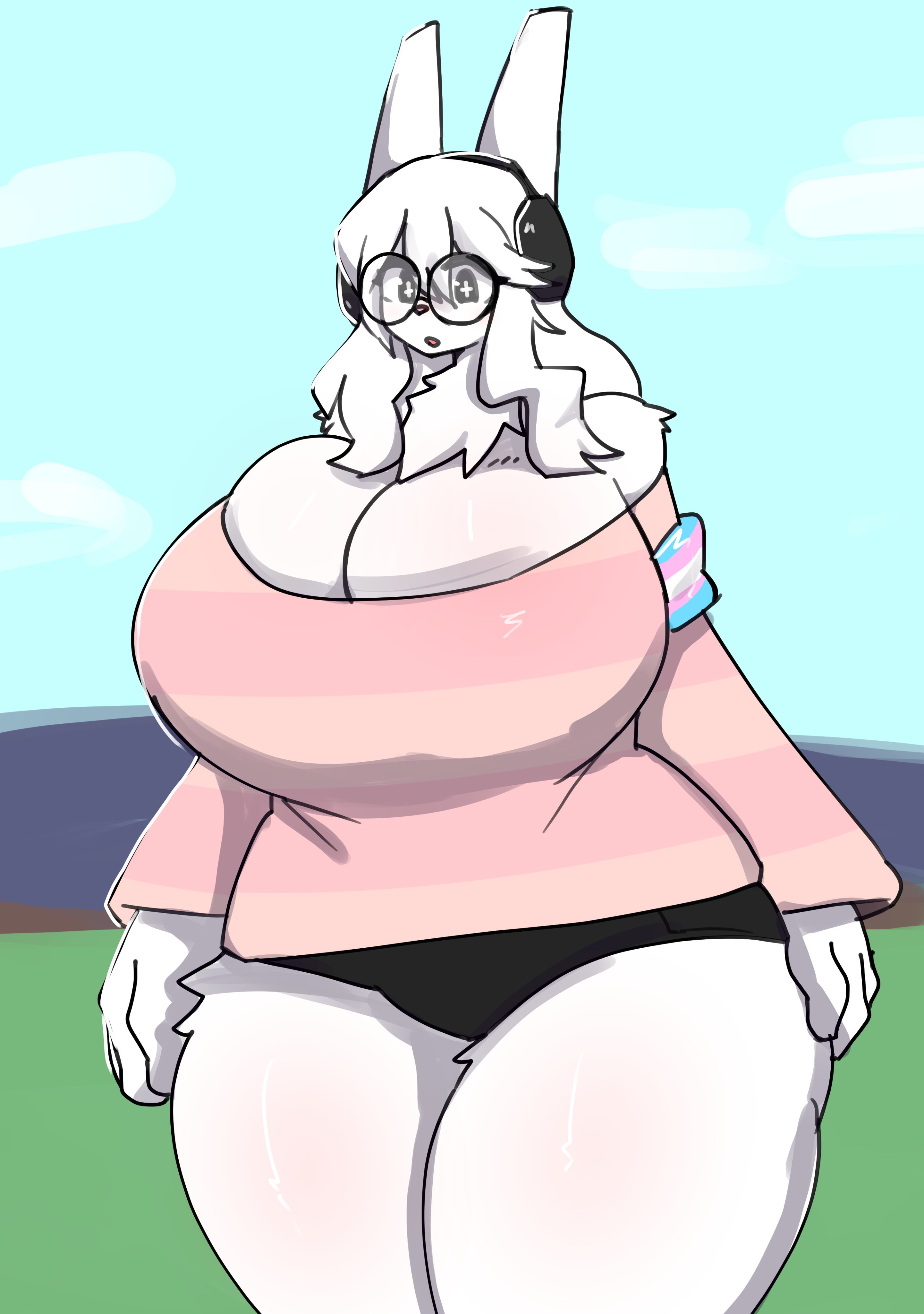 1girls, anthro, big breasts, breasts, cleavage, female, female focus, female only, fox ears, fur, furry, mammal, settledowncowboy, tail, trans woman, transfem, transgender, transgender flag, transgender pride colors, transgender symbol, transgender woman