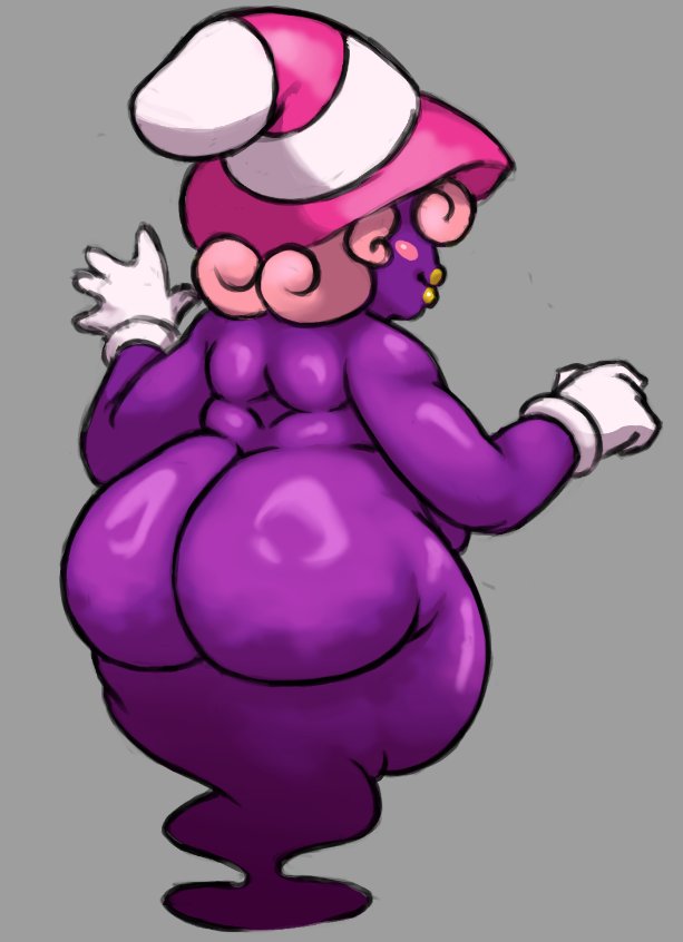1girl, 1girls, back view, big xande, chubby, chubby female, fat, fat ass, fat female, female, mario (series), paper mario: the thousand-year door, pink hair, purple skin, solo, solo female, tagme, vivian (paper mario), yellow lipstick