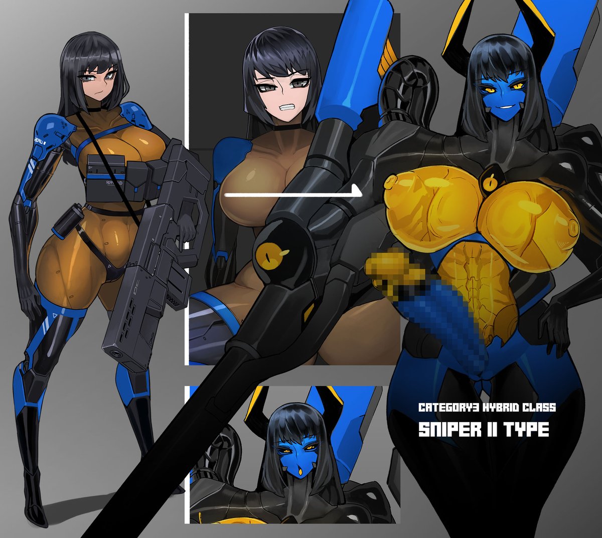 1futa, 1girls, breasts, female, female to futa, fti transformation, futanari, gender transformation, machina (omega processor), omega processor (artist), platinum1945, post-transformation, pre-transformation, transformation, transparent breasts