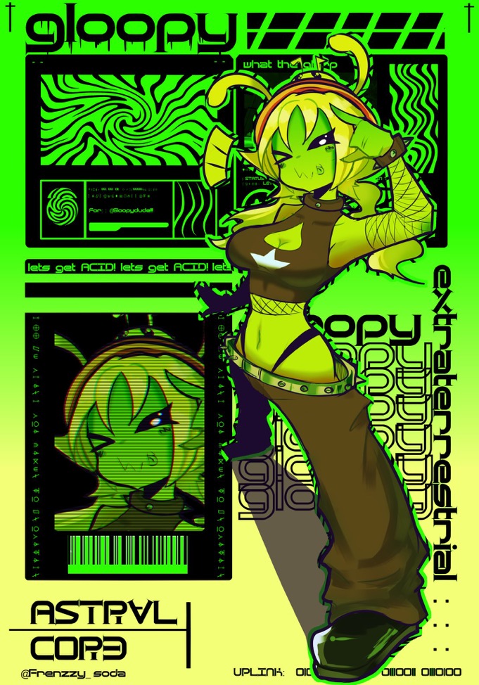 1girls, alien, baggy pants, breasts, female, gloopy (booventhealien), loose clothes, loose pants, pants down, pants falling down, pose, sagging pants, streetwear, technology, underwear