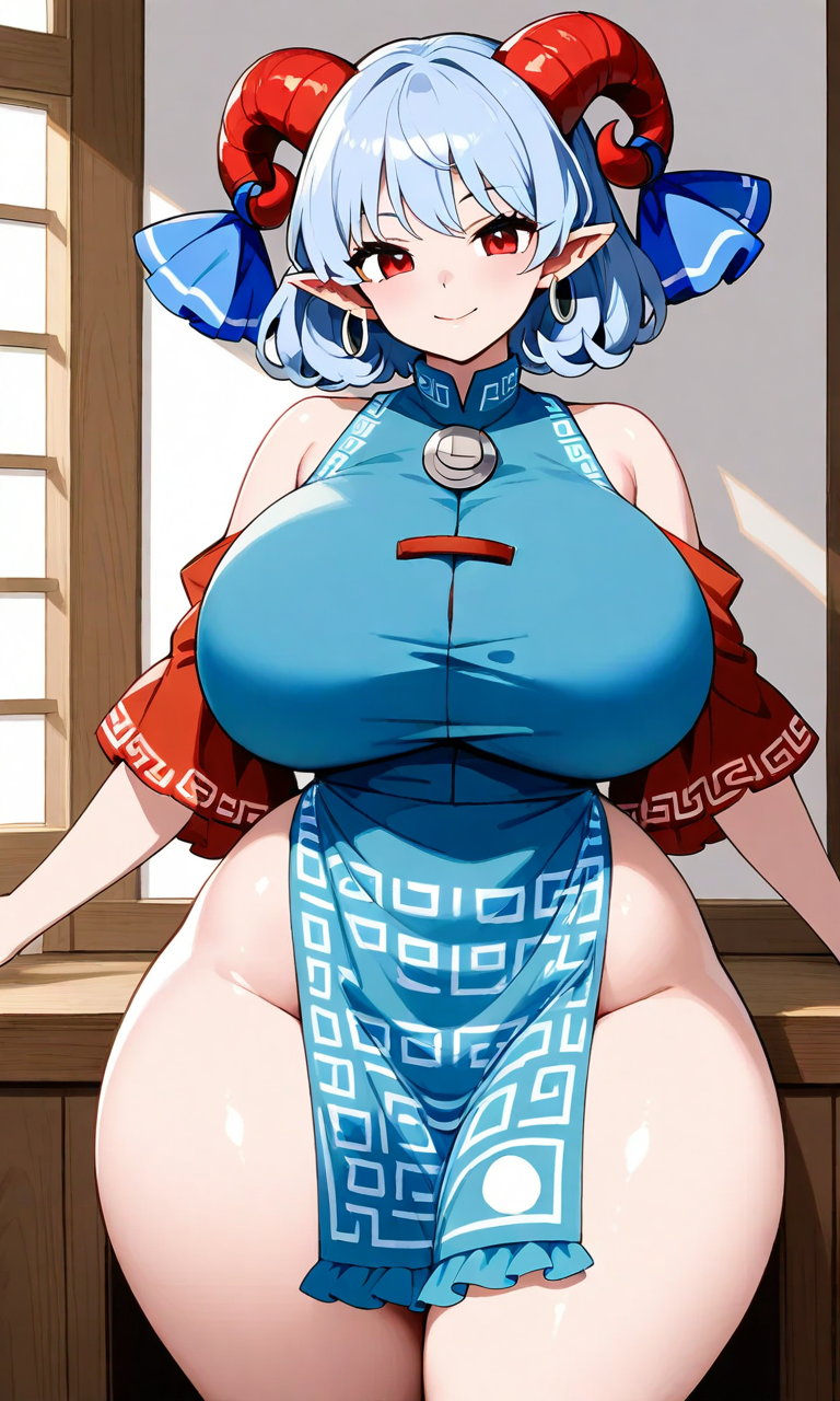 ai_generated huge_breasts looking_at_viewer thick_thighs toutetsu_yuuma