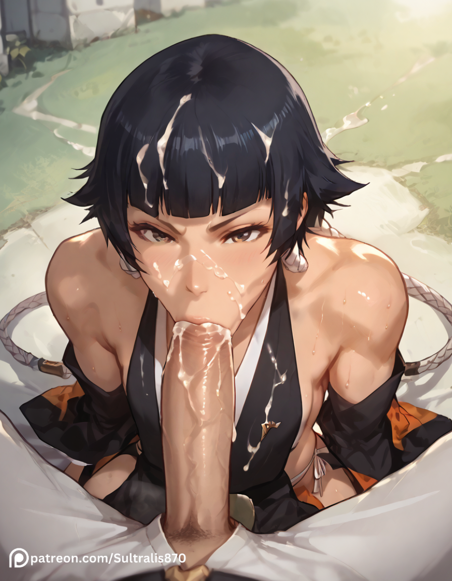 abs ai_generated black_hair bleach bleach:_the_thousand-year_blood_war blowjob cum erection fellatio muscles ninja oral penis seductive slutty_outfit soifon sultralis sultralis870 toned_female