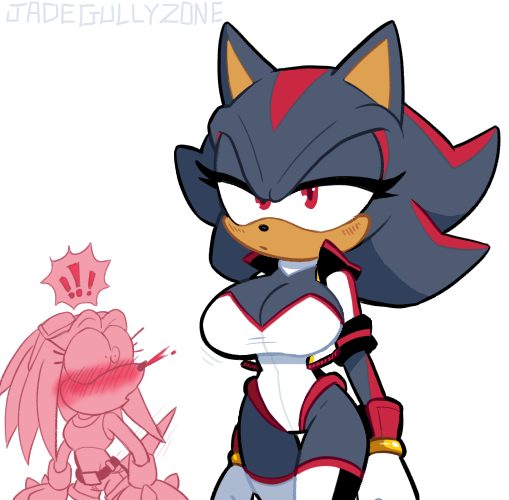 2girls big_breasts breasts cleavage female jadegullyzone knuckles_the_echidna mtf_crossgender rule_63 sega shadow_the_hedgehog sideboob sonic_(series) sonic_the_hedgehog_(series)