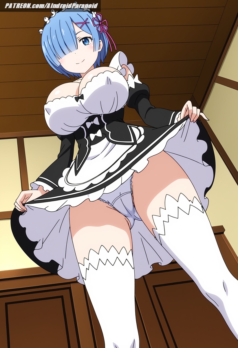 1girls ai_generated aindroidparanoid ass big_breasts blue_eyes blue_hair busty cameltoe cleavage curvy dress fat_ass female female_only hips huge_ass huge_breasts indoors large_breasts maid maid_headdress maid_outfit maid_uniform re:zero_kara_hajimeru_isekai_seikatsu rem_(re:zero) short_hair skirt solo stable_diffusion voluptuous wide_hips