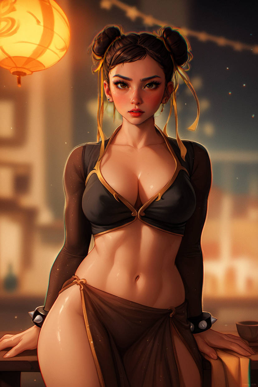 1girls ai_generated asian asian_female chun-li female loincloth midriff no_panties sheer_clothing sheer_loincloth sippy69 street_fighter toned