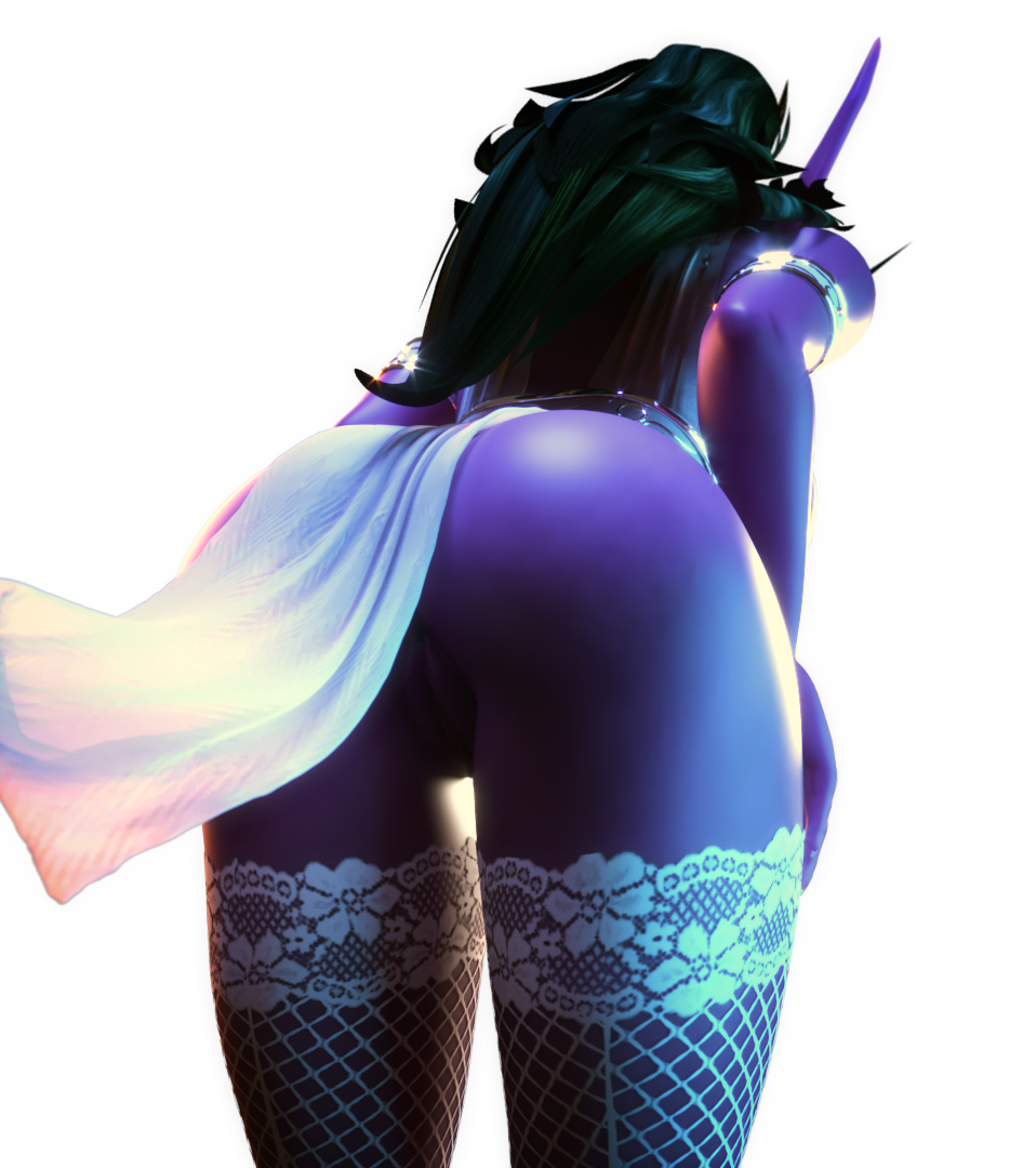 1girls 3d ass bent_over big_ass clothing elf female green_hair heroes_of_the_storm knife_ears long_ears mottec night_elf no_panties pointy_ears purple_body purple_skin pussy skimpy solo solo_female stockings thighhighs tyrande_whisperwind world_of_warcraft