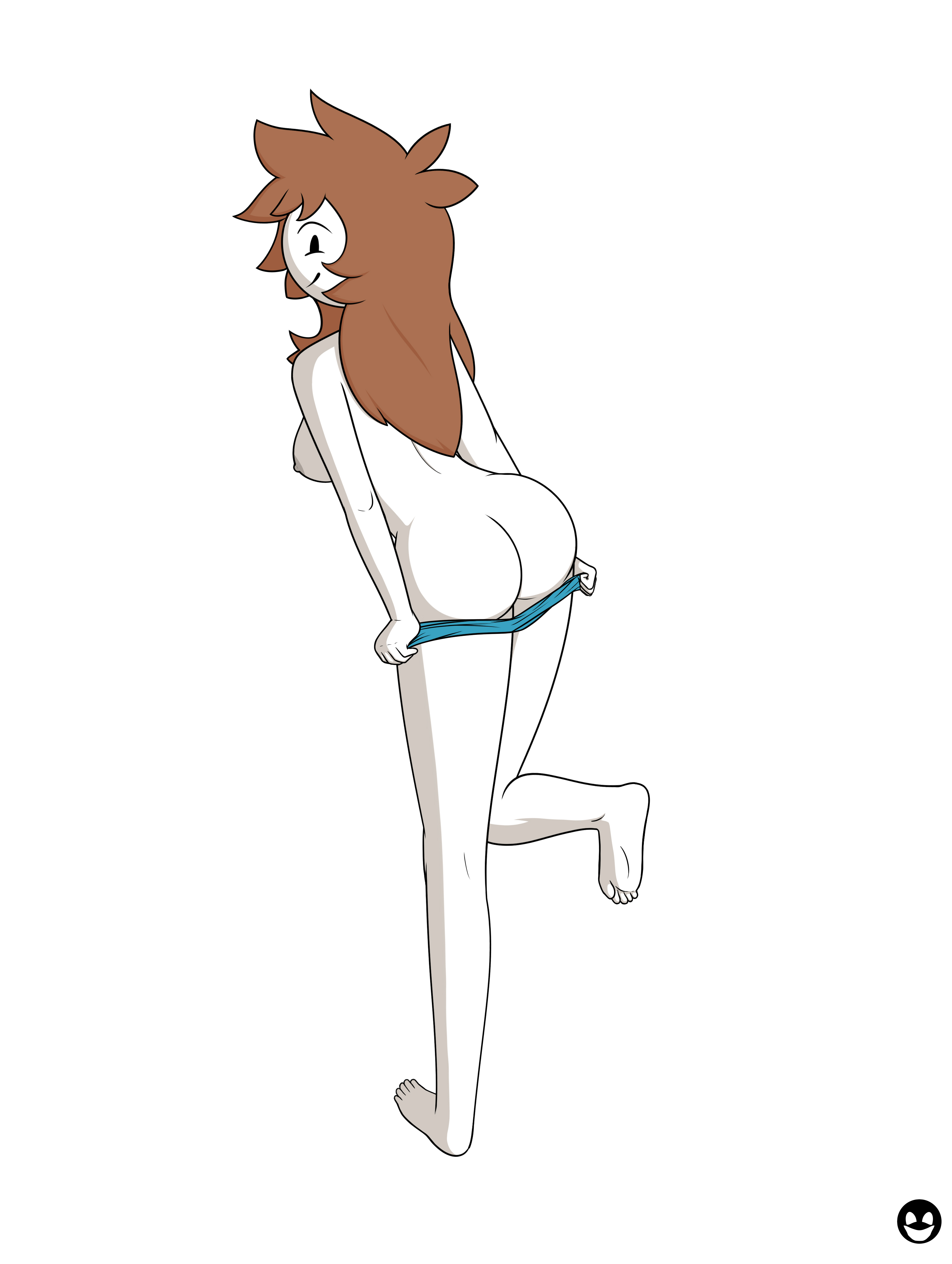 ass, bare legs, barefoot, breasts, brown hair, feet, female, female only, legs, long hair, shannon gurr, shgurr, sideboob, smile, solo, swimsuit, thighs, undressing, weird dude, youtube