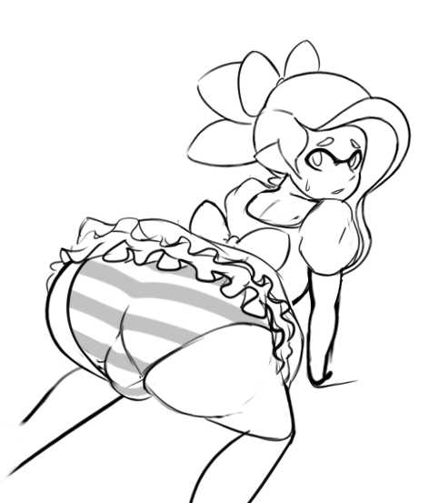 bulge, inkling, male, male only, sealguy, skirt, splatoon, striped, striped panties, upskirt