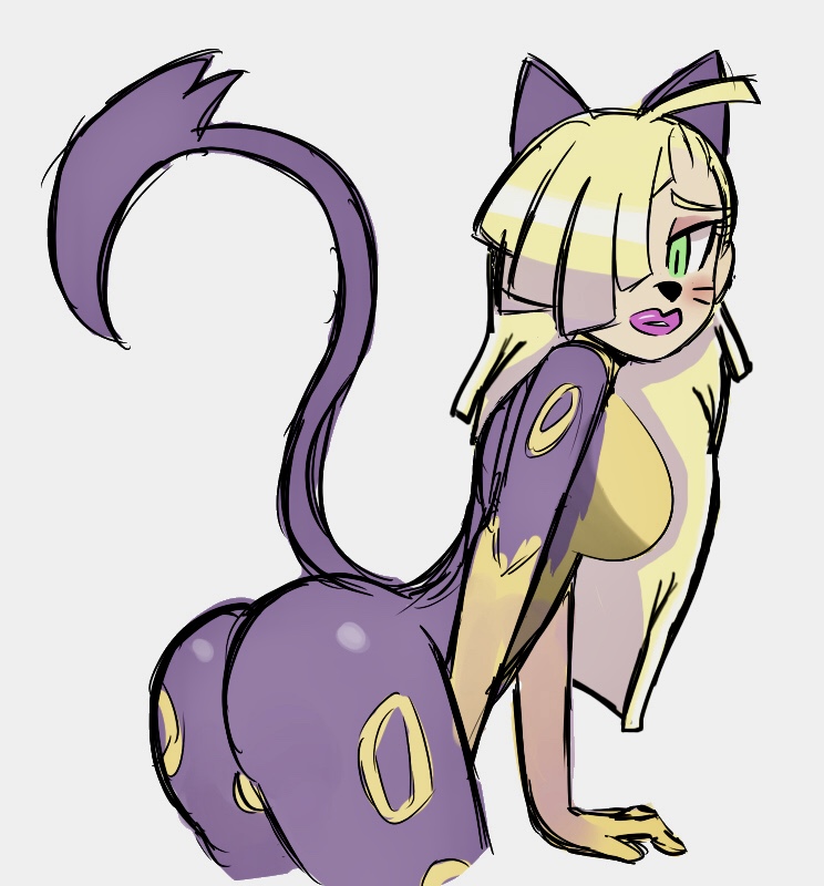 1girls, anthro, ass, cat ears, cat tail, female, female only, furry, gladion (pokemon), liepard, pokemon, pokemon bw, pokemon sm, rule 63, sealguy, solo, team skull