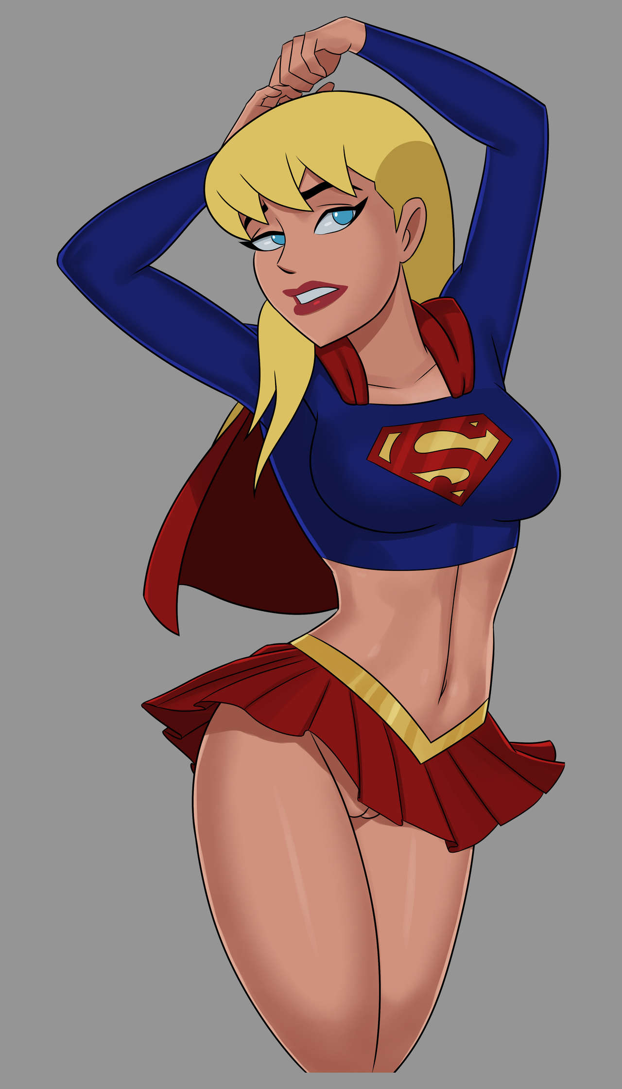 ass, athletic, blonde hair, blue eyes, breasts, busty, dc, dc comics, dcau, eyelashes, female, fit, fit female, hourglass figure, kara zor-el, long hair, medium breasts, microskirt, sunsetriders7, supergirl, supergirl (dcau), superman (series), tagme, wide hips