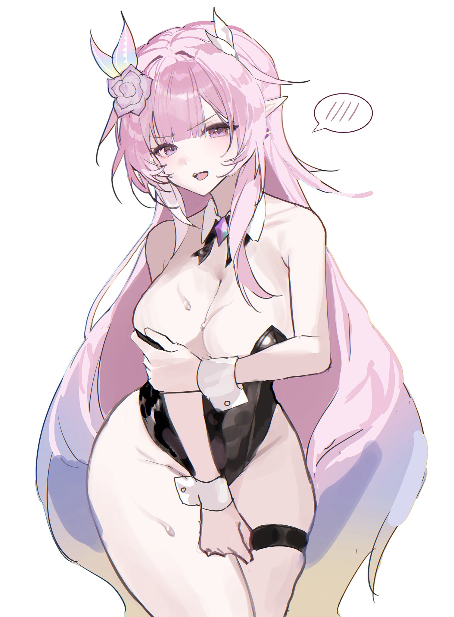 1girls, breasts, bunnysuit, cyrene (honkai: star rail), cyrene (ripples of past reverie) (honkai: star rail), demiurge (honkai: star rail), dodosaae, female, honkai: star rail, hoyoverse, legs, long hair, mihoyo, pink eyes, pink hair