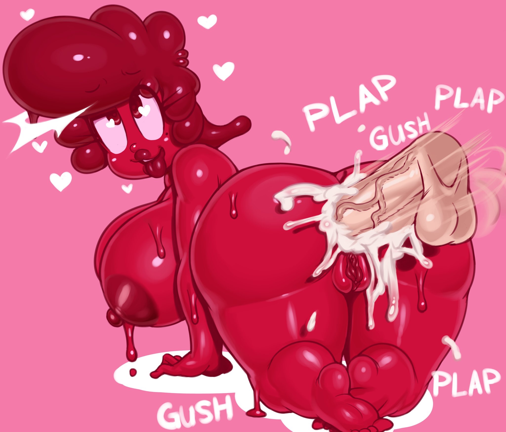 1boy, 1girls, ass, cum, cum in pussy, cum inside, doggy style, female, grey impact, male, pussy, sex, slime girl, tagme, vella (skitter-leaf)