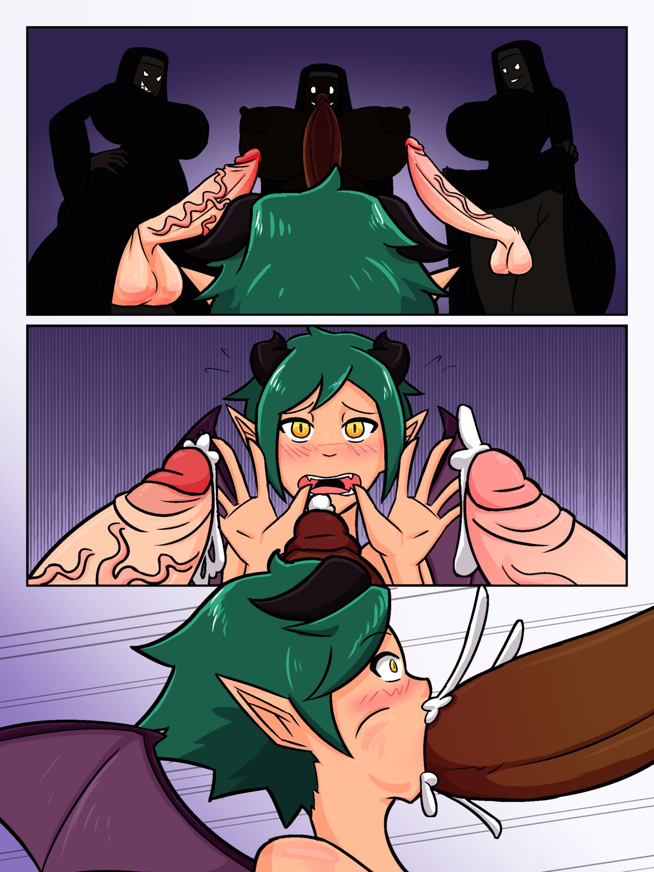 4futas, ass, balls, big ass, big balls, big breasts, big butt, big penis, blush, breasts, comic, cum, cum inside, curvy, dark skin, dark-skinned futa, demon, forced, futa on futa, futa only, futa with futa, futadom, futanari, futasub, horn, horns, huge breasts, huge cock, interracial, intersex, nun, oral, penis, succubus, tourin17, voluptuous, wings