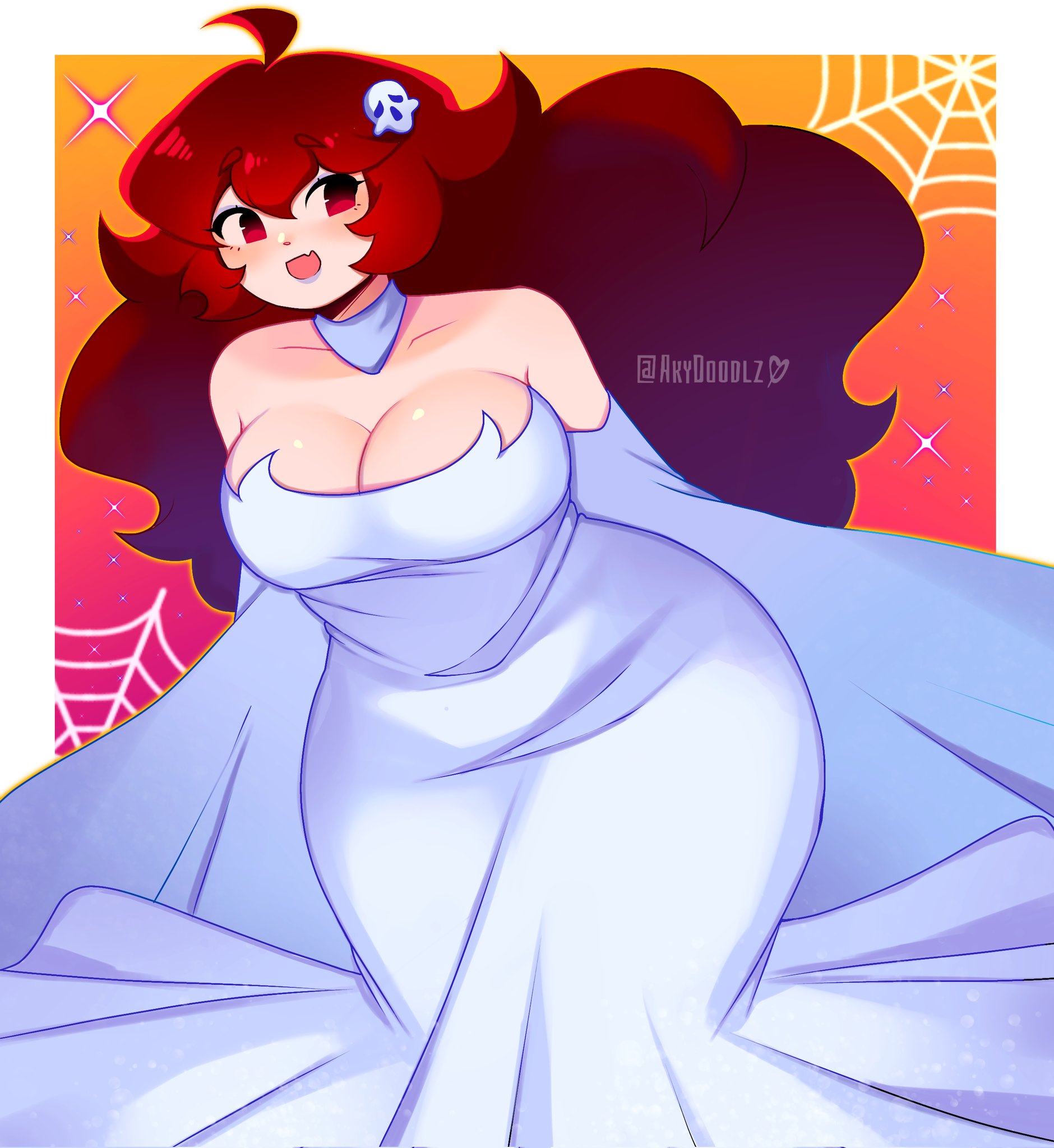 akydoodlz, auburn hair, friday night funkin, girlfriend (friday night funkin), halloween costume, jazyowo