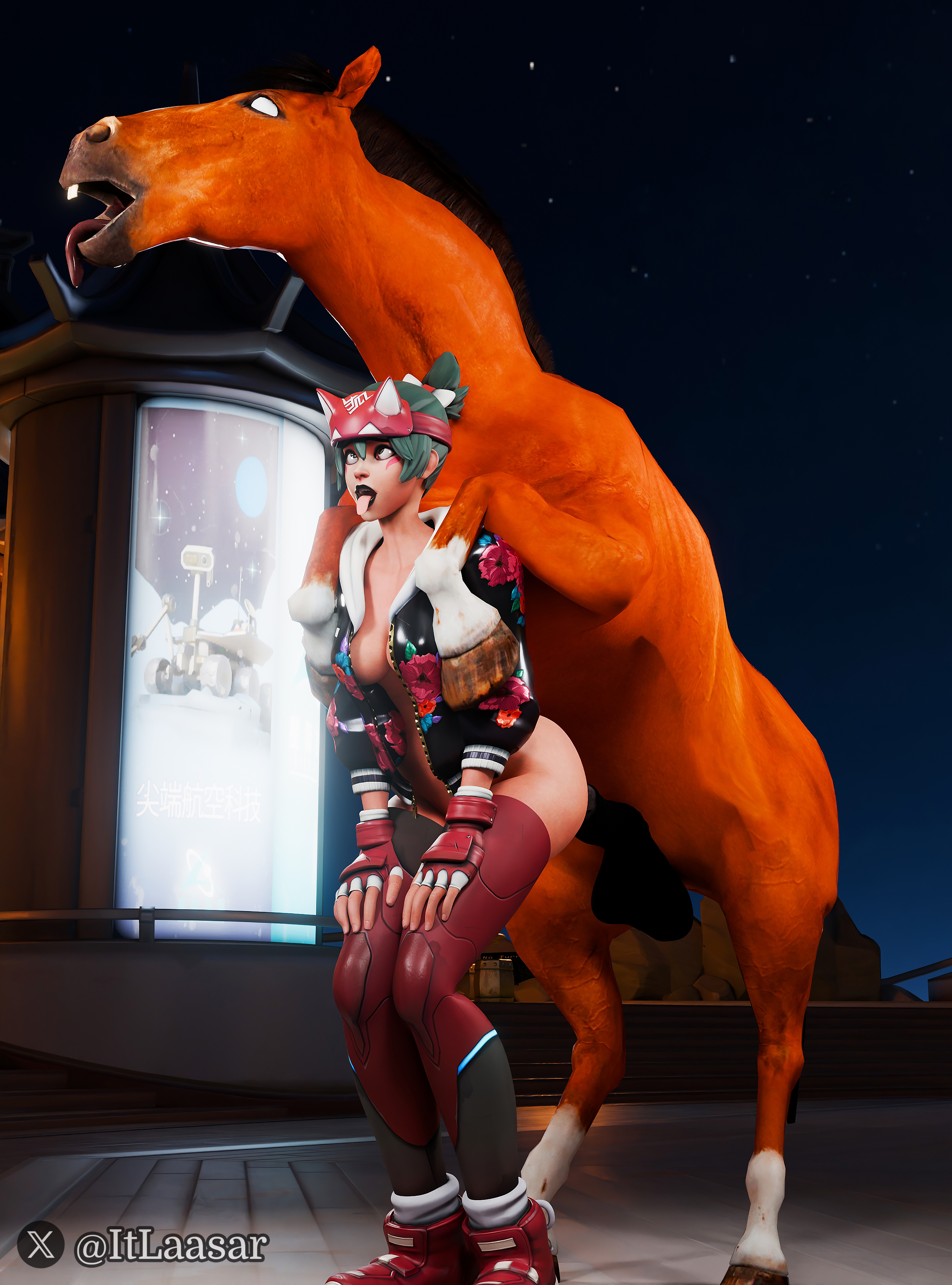 1boy, 1girls, 3d, anal, anal penetration, anal sex, animal genitalia, ass up, balls deep, big ass, big balls, big breasts, big butt, big thighs, black lipstick, blizzard entertainment, equine, eyeliner, eyeshadow, female on feral, feral, feral on female, feral on human, feral penetrating, feral penetrating human, horny, horny female, horse, horse penis, horsecock, human female, human on feral, human penetrated, interspecies, itlaasar, japanese clothes, kiriko (overwatch), kiriko kamori, large penis, makeup, male/female, mounting, naughty face, open mouth, overwatch, overwatch 2, pale-skinned female, smile, standing, standing sex, thick ass, thick butt, thick thighs, zoophilia