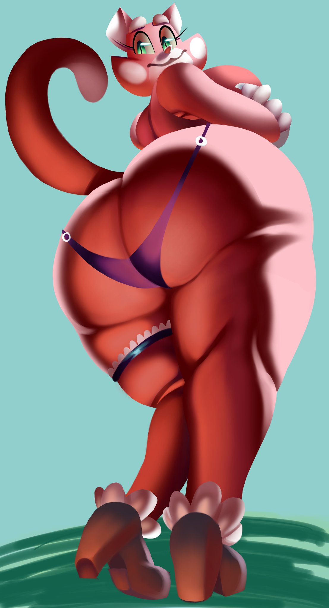 ass, ass cleavage, ass crack, ass focus, behind view, big ass, butt crack, female, furry, green eyes, isolatedartest, shima luan, solo, solo female, super planet dolan, tagme, thick thighs