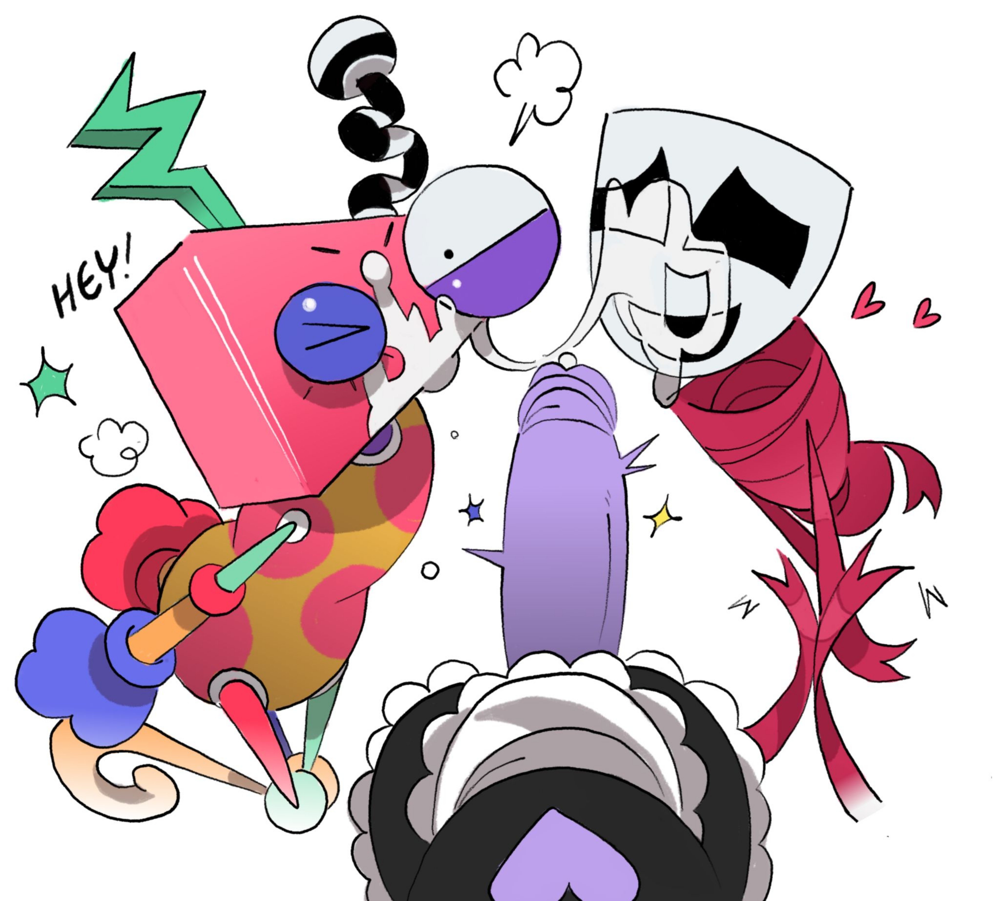 1boy, 1girls, 1nonbinary, cum on face, facial, female, gangle (the amazing digital circus), jax (tadc), jax (the amazing digital circus), male, non-human, nonbinary, real saming, straight, tadc, the amazing digital circus, toony, zooble (the amazing digital circus)