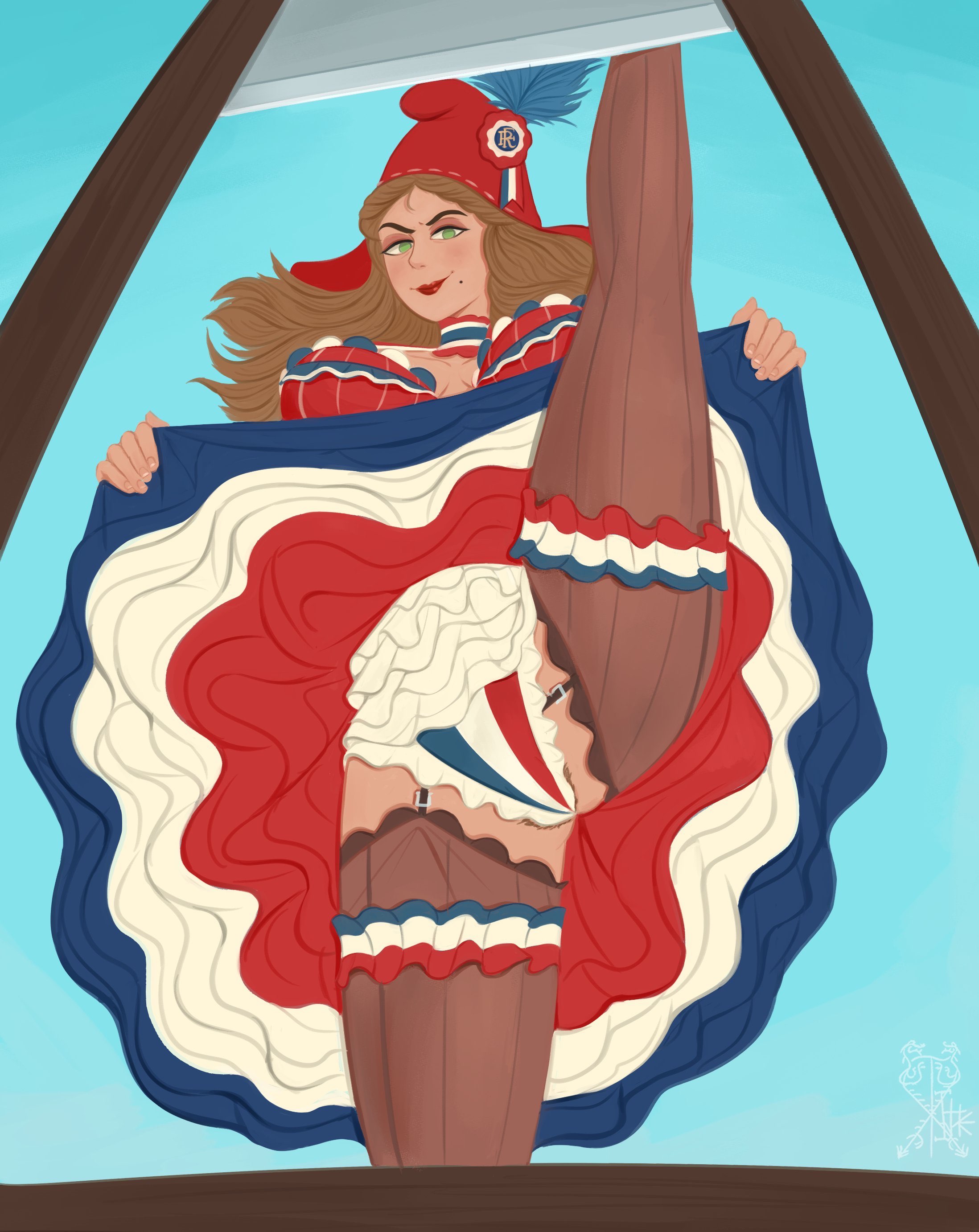 1girls, bloomers, breasts, brown hair, female, france, french, garter straps, green eyes, guillotine, marianne, national personification, panties, personification, presenting, presenting pussy, pubic hair, pussy, sanstitre, smirk, solo, teasing, upskirt