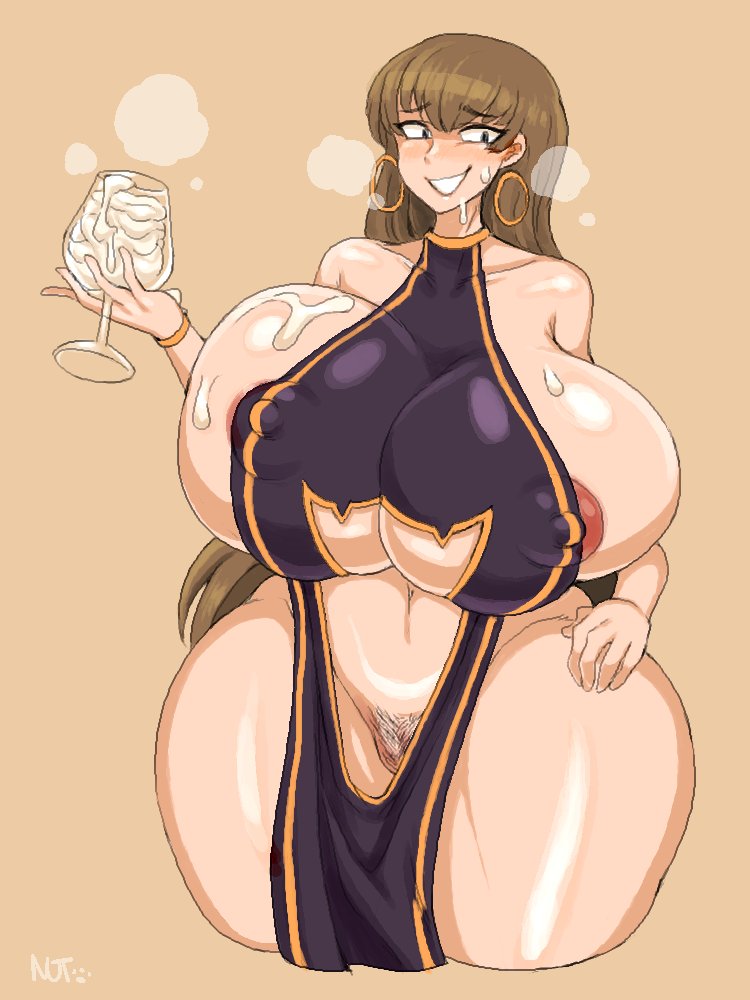 big ass, big breasts, cum chalice, cum glass, cum on glass, female, female only, huge ass, huge breasts, lewdicrousart, mature female, milf, nutnyan, nynora (lewdicrousart), original character, solo female, voluptuous, voluptuous female