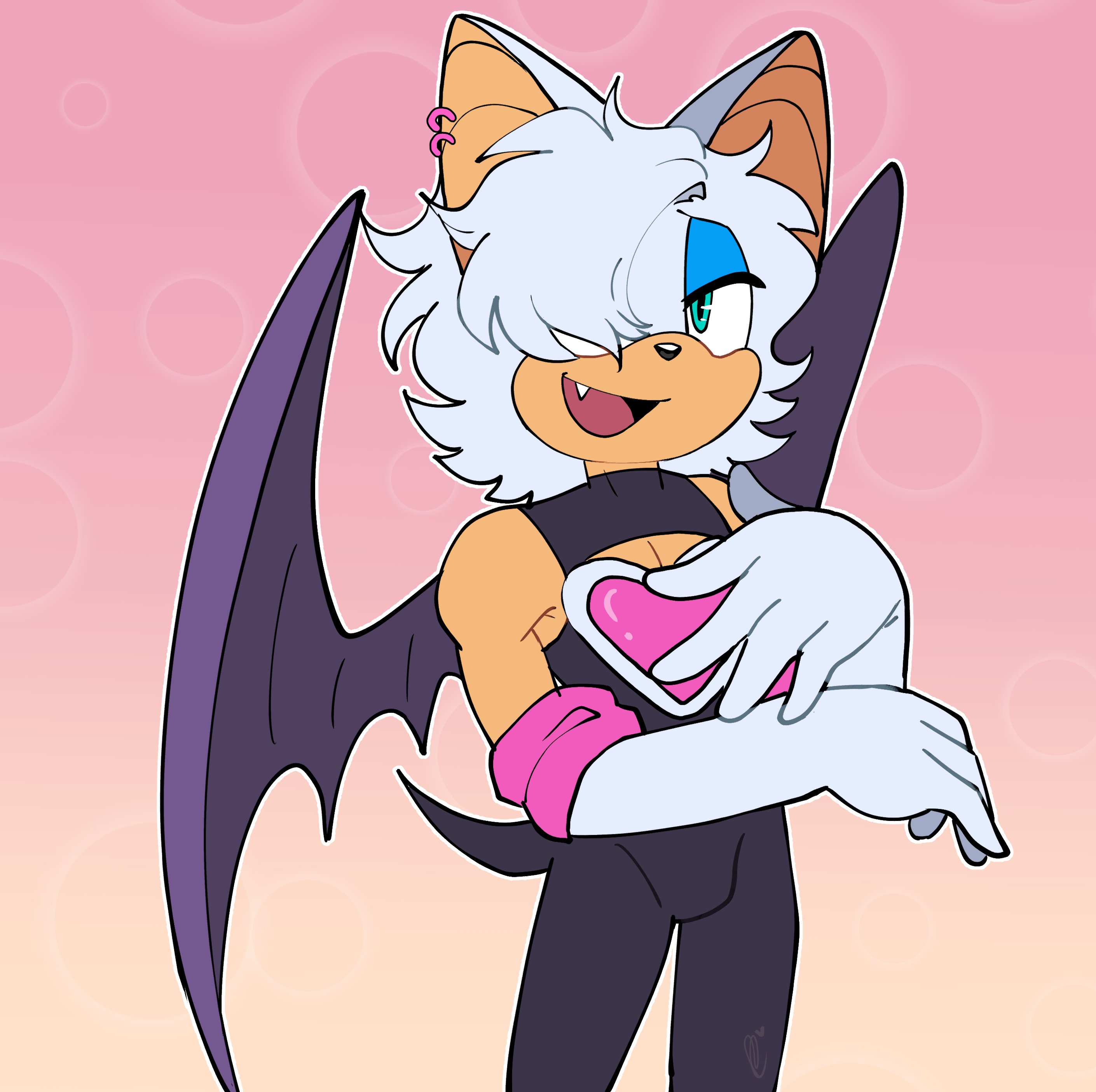 1boy, 2d, 2d (artwork), anthro, bedroom eyes, bulge, bulge through clothing, eye contact, femboy, feminine male, genderswap (ftm), looking at viewer, makeup, male, male only, male rouge, rouge the bat, rouge the bat (nikkikaji), rule 63, rule63, shawncookie, simple background, solo, solo male, sonic (series), sonic the hedgehog (series)