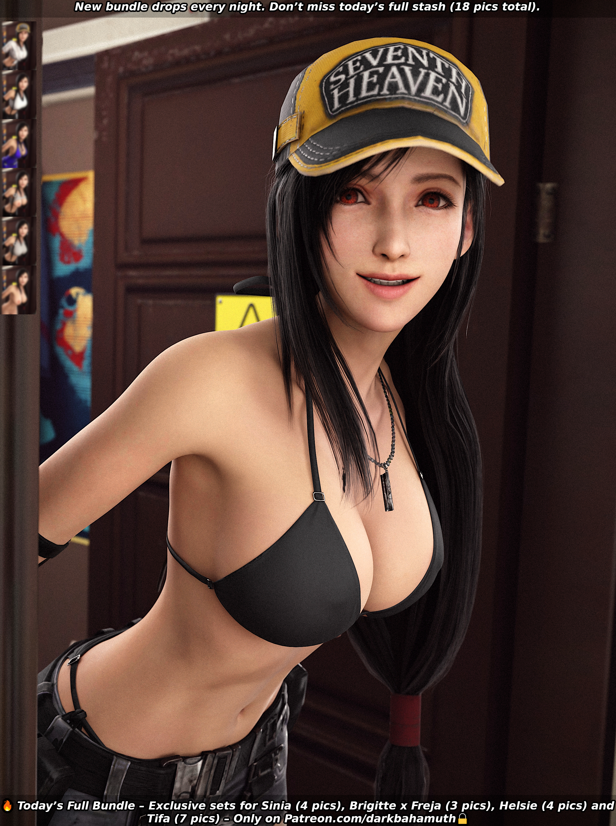 3d, 3d (artwork), bikini, breasts, darkbahamuth, female, final fantasy, final fantasy vii, medium breasts, pinup, tifa lockhart