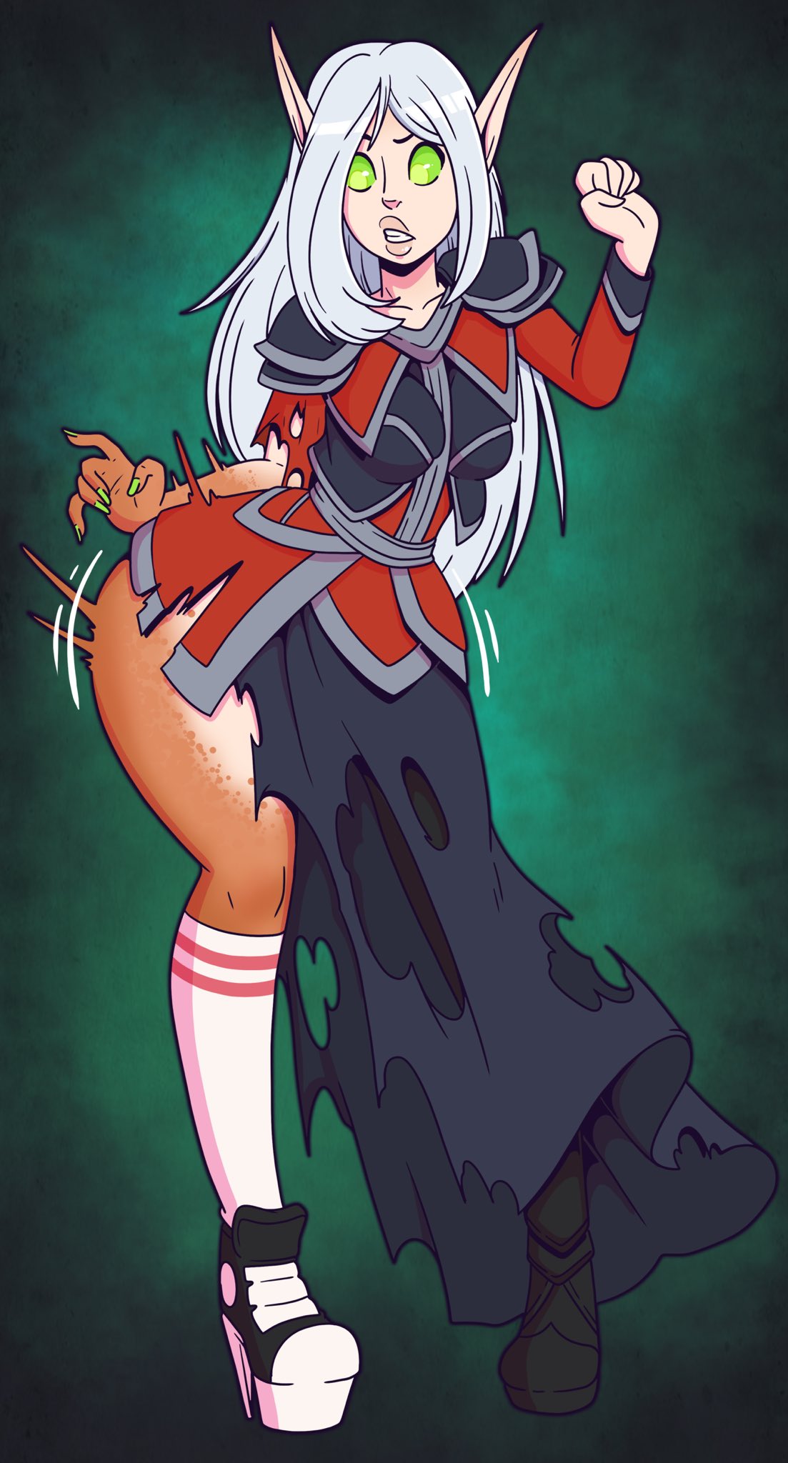 ass, ass expansion, avanoria, big ass, bimbo, bimbofication, blizzard entertainment, blood elf, bubble butt, corruption, elf, elf female, fel corruption, female, green eyes, green slime, gyaru, gyarufication, looking down, original character, pelvic curtain, slime, tan body, tan skin, tattoos, torn clothing, transformation, warcraft, white hair, world of warcraft, wrenzephyr2, yassification