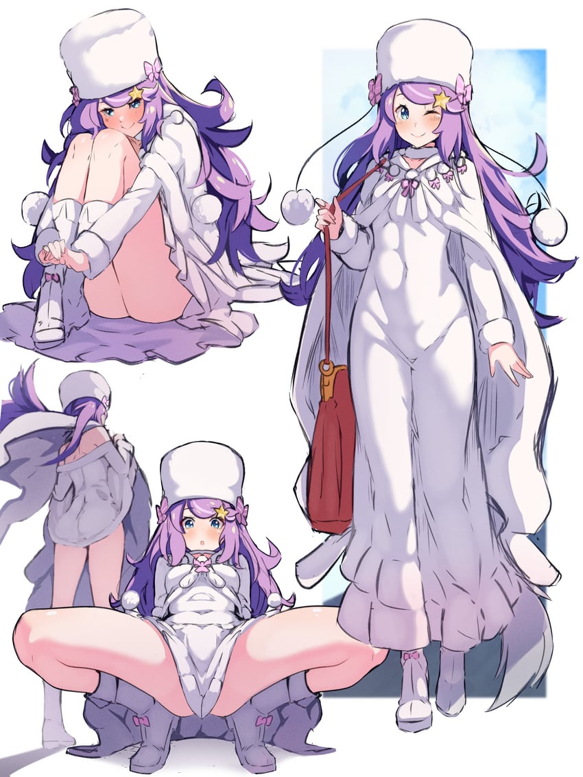 1girls, anastasia hoshin, ass, ass focus, back view, breasts, female, legs, looking at viewer, purple hair, re:zero kara hajimeru isekai seikatsu, sexy pose, small breasts, thighs, tight clothing, zerobarto