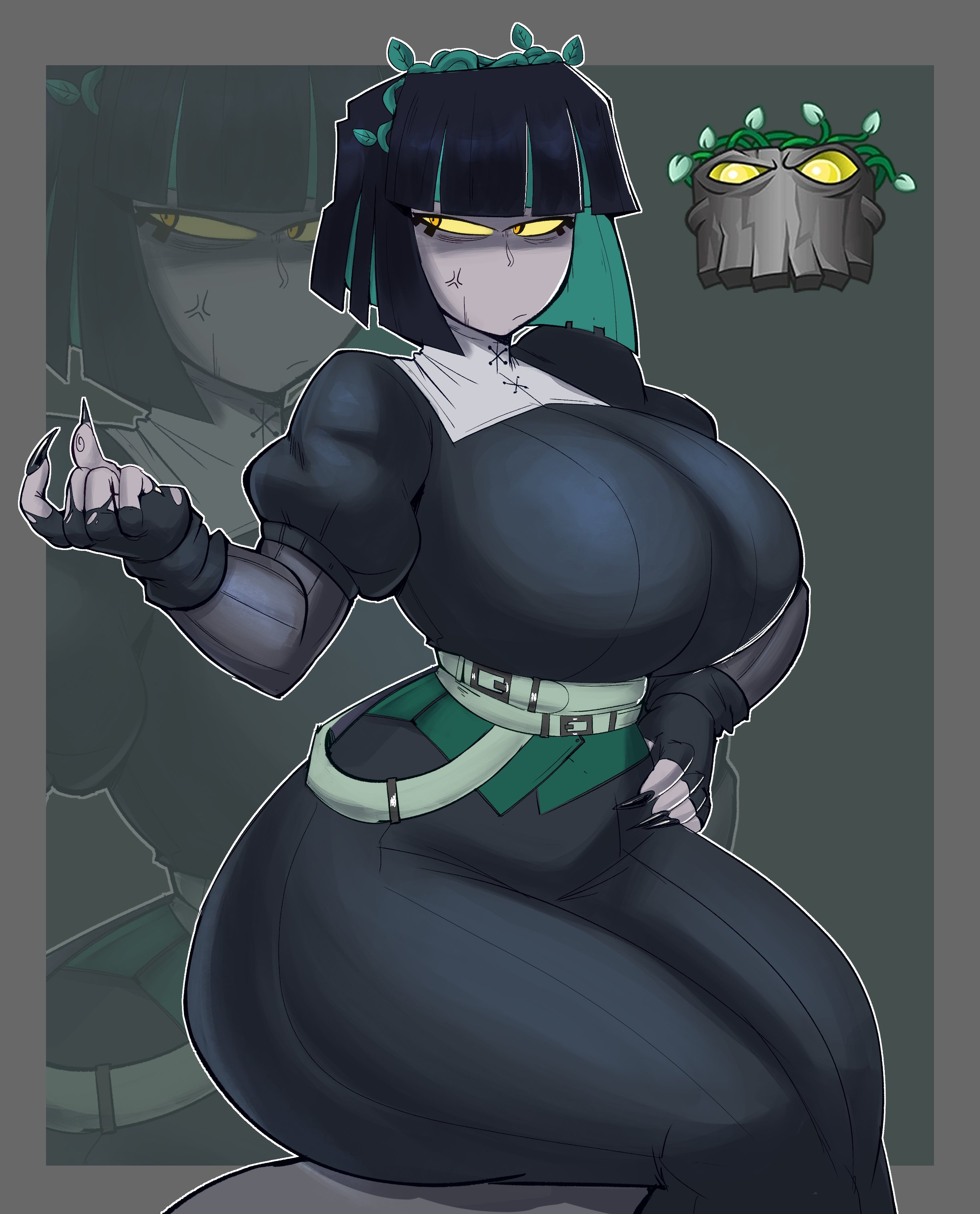 1girls, anthro, anthrofied, ass, breasts, female, flora fauna, garp sand, grave buster (pvz), plant, plant girl, plant humanoid, plantie, plants vs zombies, plants vs. zombies, popcap games, pussy