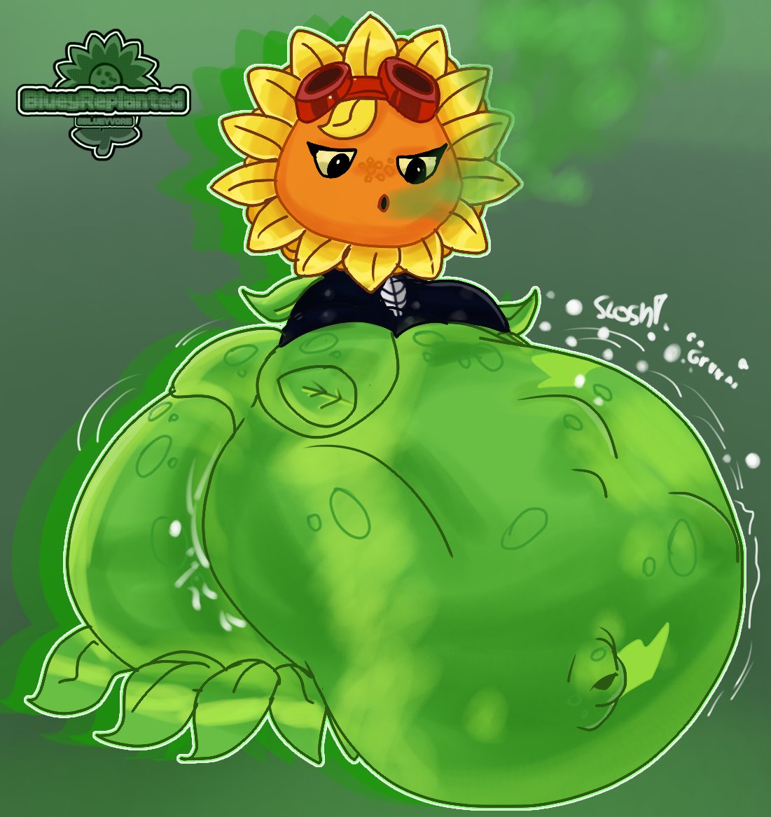 1girls, anthro, anthrofied, ass, belly, belly bulge, blueytheplantlizard, breasts, digestion, fat, female, female pred, flora fauna, plant, plant girl, plant humanoid, plantie, plants vs zombies, plants vs. zombies, popcap games, pred, pussy, solar flare (pvz), sunflower (pvz), vore, vore belly