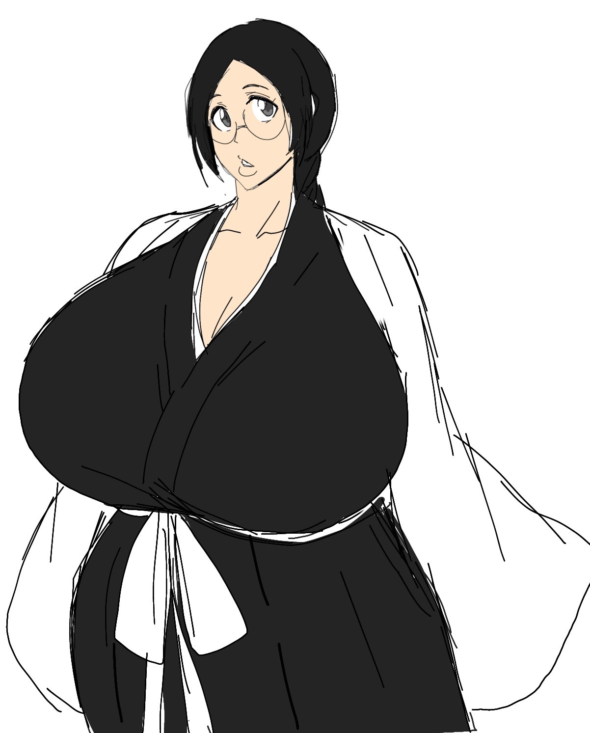 1girls, 2d, 2d (artwork), alternate body type, alternate breast size, big breasts, bleach, breasts, breasts bigger than head, busty, busty female, curvy, curvy body, curvy female, curvy figure, digital drawing (artwork), digital media (artwork), female, female focus, female only, huge breasts, jpg, katori batsu'unsai, large breasts, light-skinned female, mature, mature woman, momiji (artist), simple background, solo, solo female, solo focus, twitter link, upper body, white background