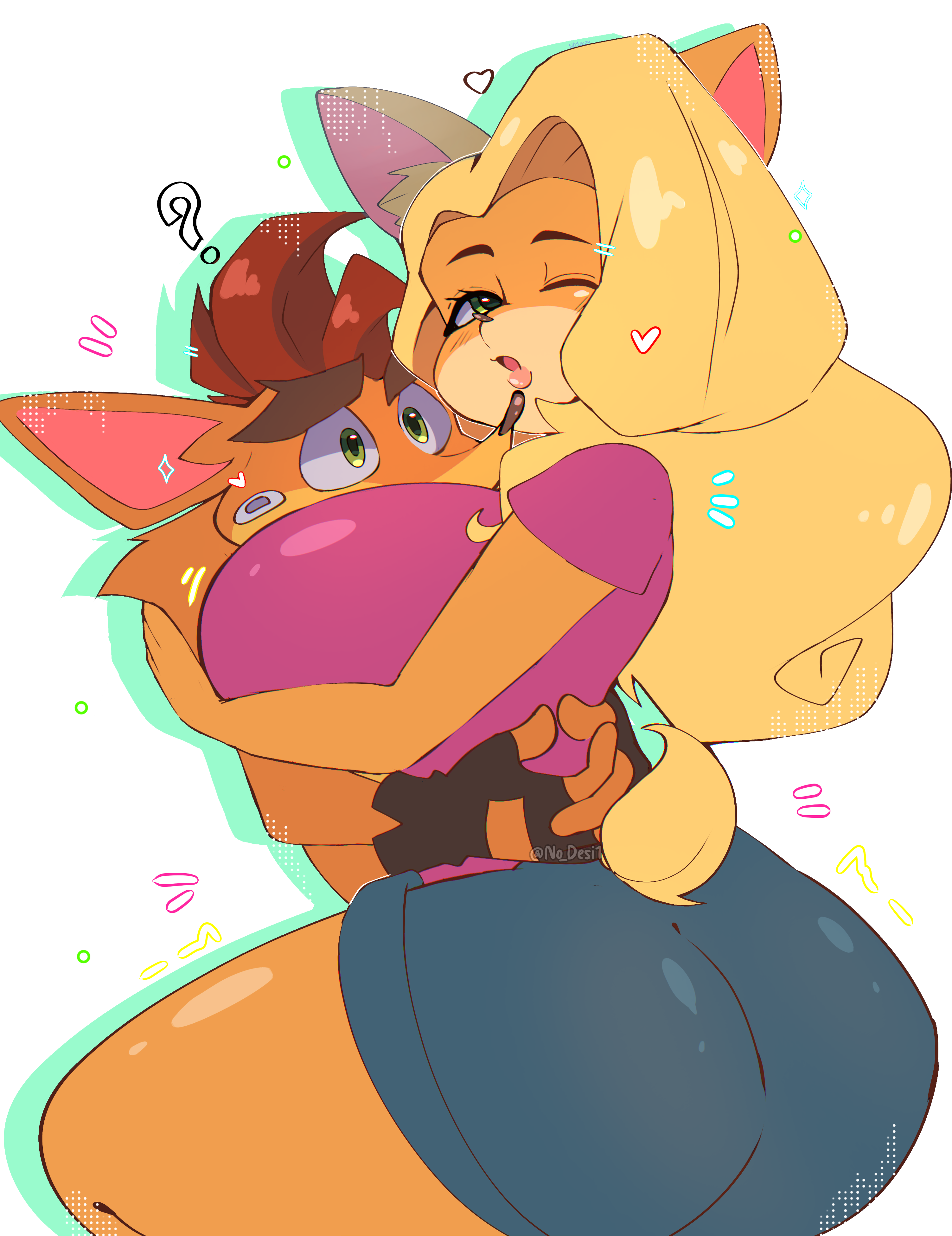 2d, anthro, anthro female, anthro male, anthro only, ass, big ass, big breasts, breasts, crash (series), crash bandicoot, cuddling, deviantart link, female, female focus, furry, furry female, furry male, furry only, hug, male, no desi1, snout, tawna bandicoot, wholesome