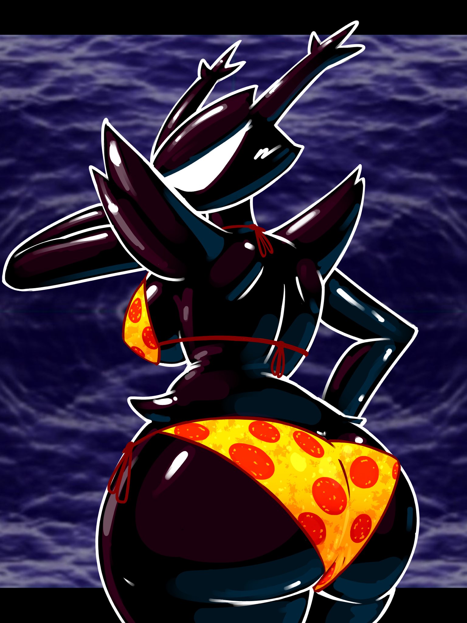 1girls, 87 g0d, ass, ass bigger than head, ass focus, deltarune, deltarune chapter 3, female, huge ass, looking back, pizza bikini, pizza panties, roaring knight, solo, tagme, undertale (series), video game character, video games