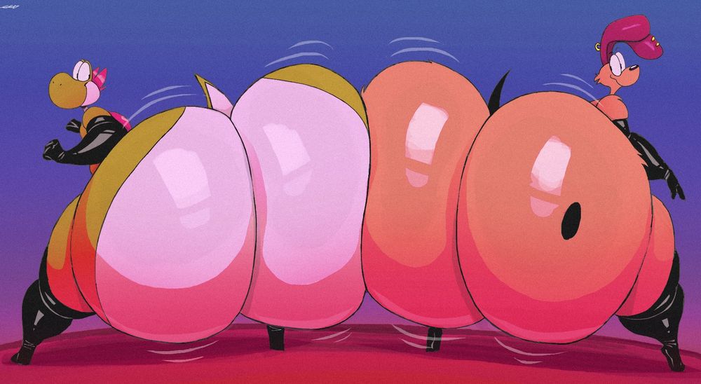 2025, 2boys, 2d, 2d (artwork), 2femboys, arm warmers, ass, big ass, big butt, bubble ass, bubble butt, crossover, femboy, femboy on femboy, garfield (series), gay, gigantic ass, gigantic butt, huge ass, huge butt, hyper, hyper ass, hyper butt, hyper hips, hyper thighs, latex, latex armwear, latex thighhighs, male, male/male, mario (series), massive ass, massive butt, nintendo, odie, paramount skydance corporation, paws, inc., presenting, presenting hindquarters, pressing asses together, schplingnops, super mario bros., tagme, thighhighs, weird crossover, wobbling ass, wobbling butt, yaoi, yoshi