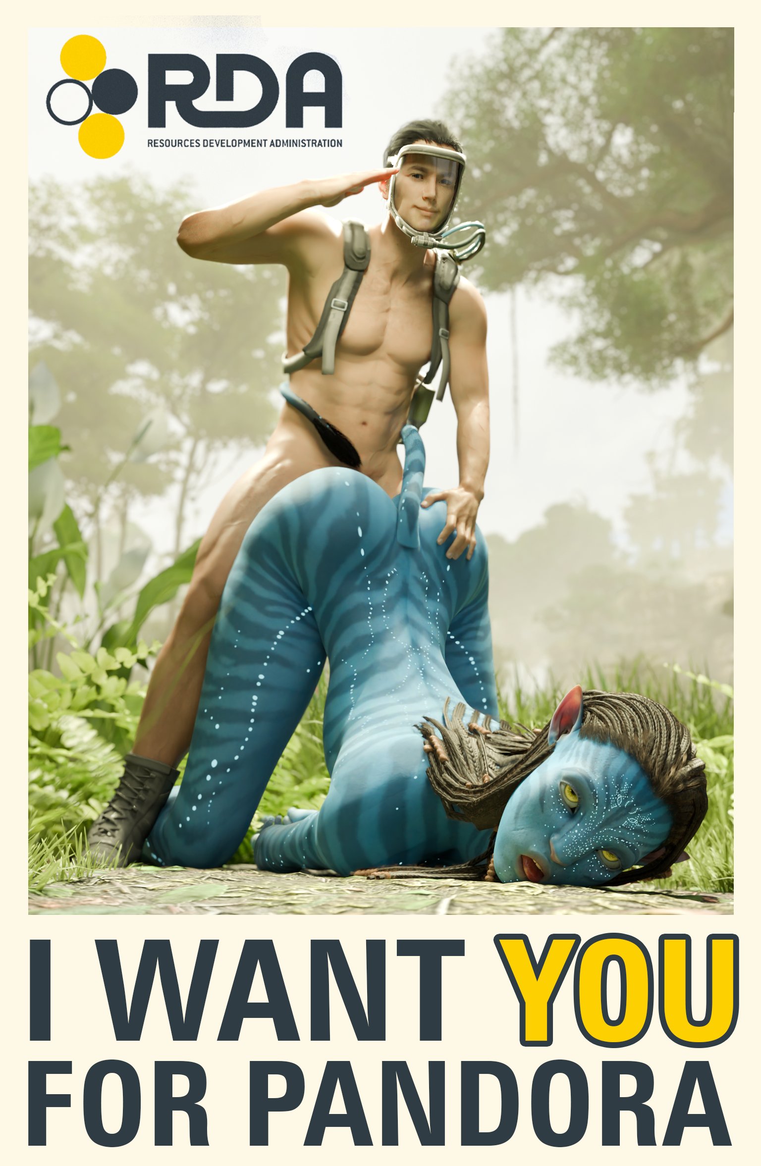 1boy, 1girls, 2025, 3d, alien, alien girl, anthro, ass up, athletic female, avatar, boots, braid, day, doggy style, english text, female, female penetrated, femsub, forest, from behind, gesture, hair, human, human dominating, human dominating anthro, human dominating humanoid, human is better, human penetrating, humaned, humanoid, interspecies, larger female, light skin, light-skinned male, long hair, long tail, long-haired female, male, maledom, military, na'vi, neytiri, open mouth, outside, partially clothed, penetration, poster, poster (object), propaganda, propaganda poster, quick e, salute, sex, soldier, tactical nudity, tagme, tail, tail wrap, teeth, text, top-down bottom-up
