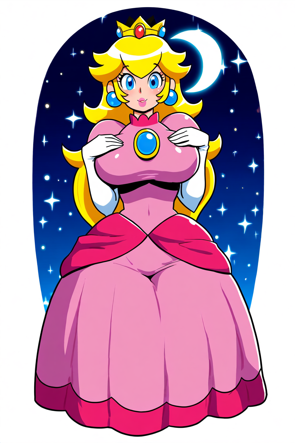 1girls ai_generated blonde_hair crotch_lines female female_focus majorfluffy mature_female novelai png princess_dress princess_peach self_upload solo