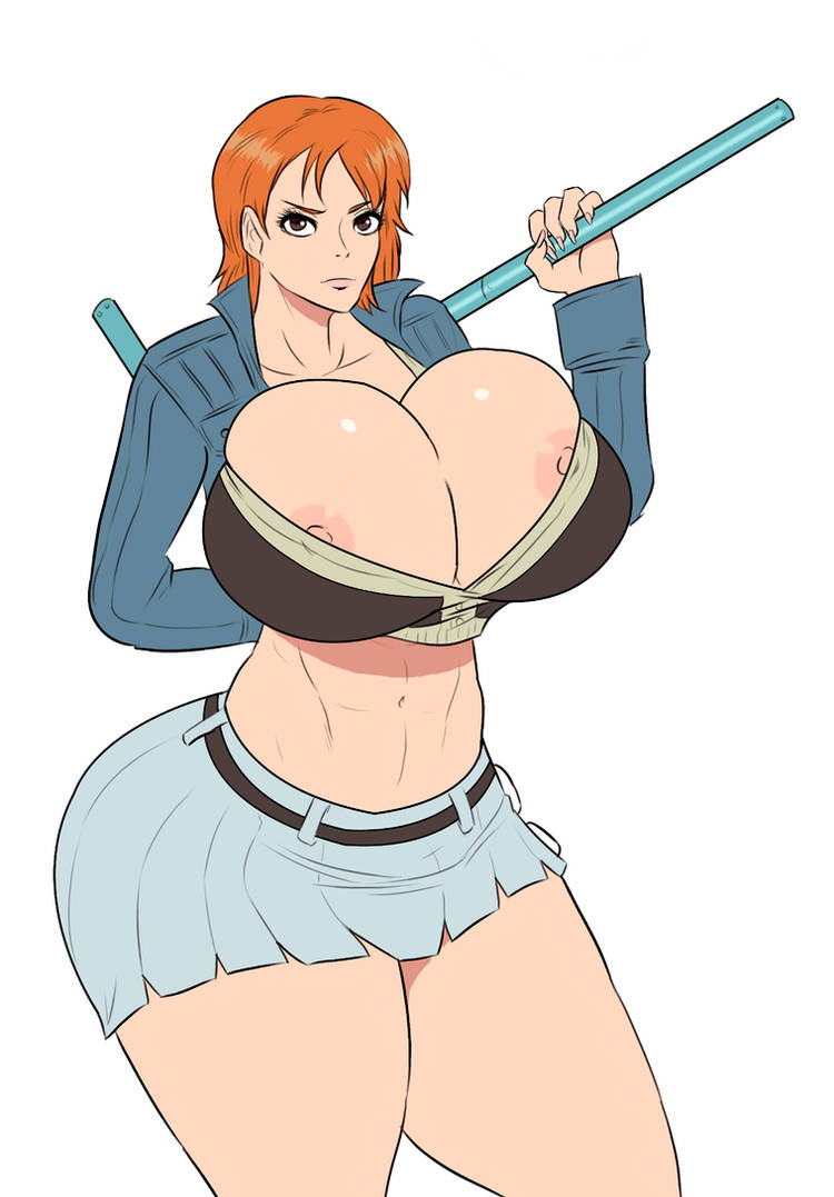 1girls areola areola_slip areolae areolae_slip big_breasts cleavage cleavage_overflow dumptruck_ass female female_only hourglass_figure jay-marvel nami nami_(one_piece) nipple_slip nipples old_art one_piece small_waist