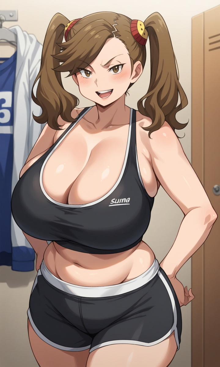 1girls ai_generated big_breasts big_thighs breasts busty curvy female gigantic_breasts gundam_build_fighters gundam_build_fighters_try huge_breasts huge_thighs large_breasts large_thighs massive_breasts milkersenjoyer navel sazaki_kaoruko sportswear thick_thighs thighs twintails voluptuous