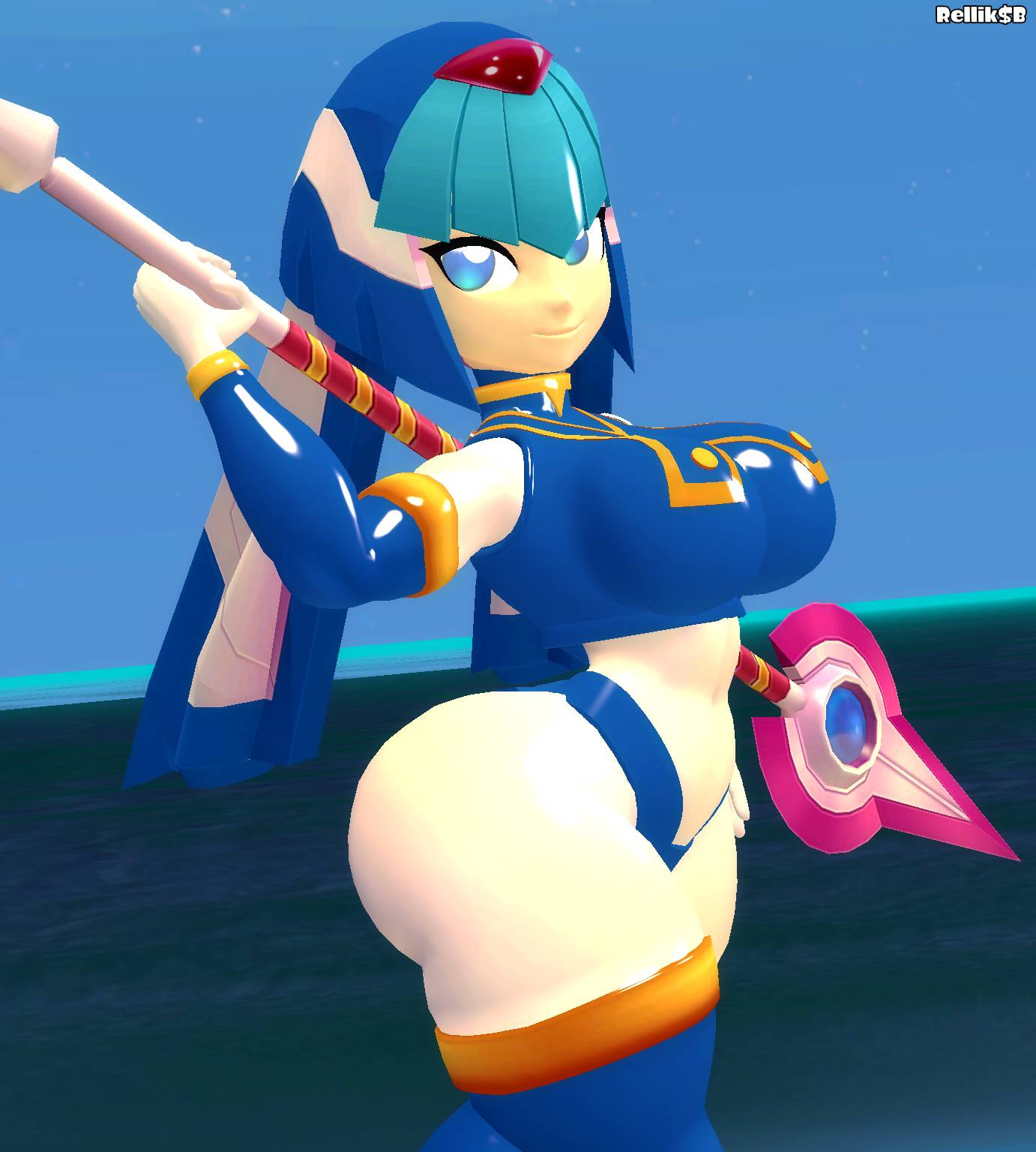 3d bodysuit dress fairy_leviathan huge_ass huge_breasts large_breasts mega_man mega_man_zero thighhighs weapon wide_hips