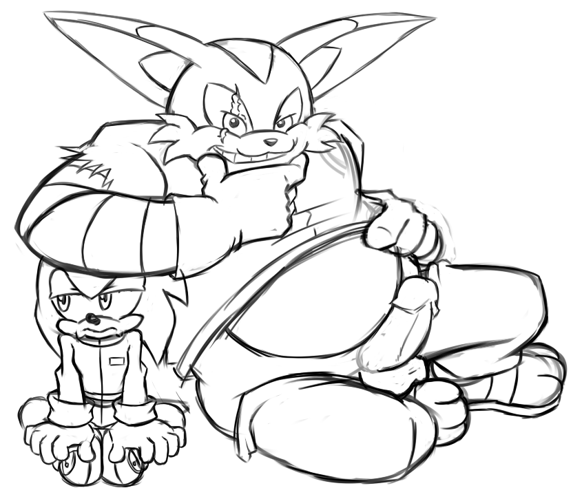 balls bottomless leatherruffian male_only penis scourge_the_hedgehog size_difference smalls_the_cat sonic_(series)