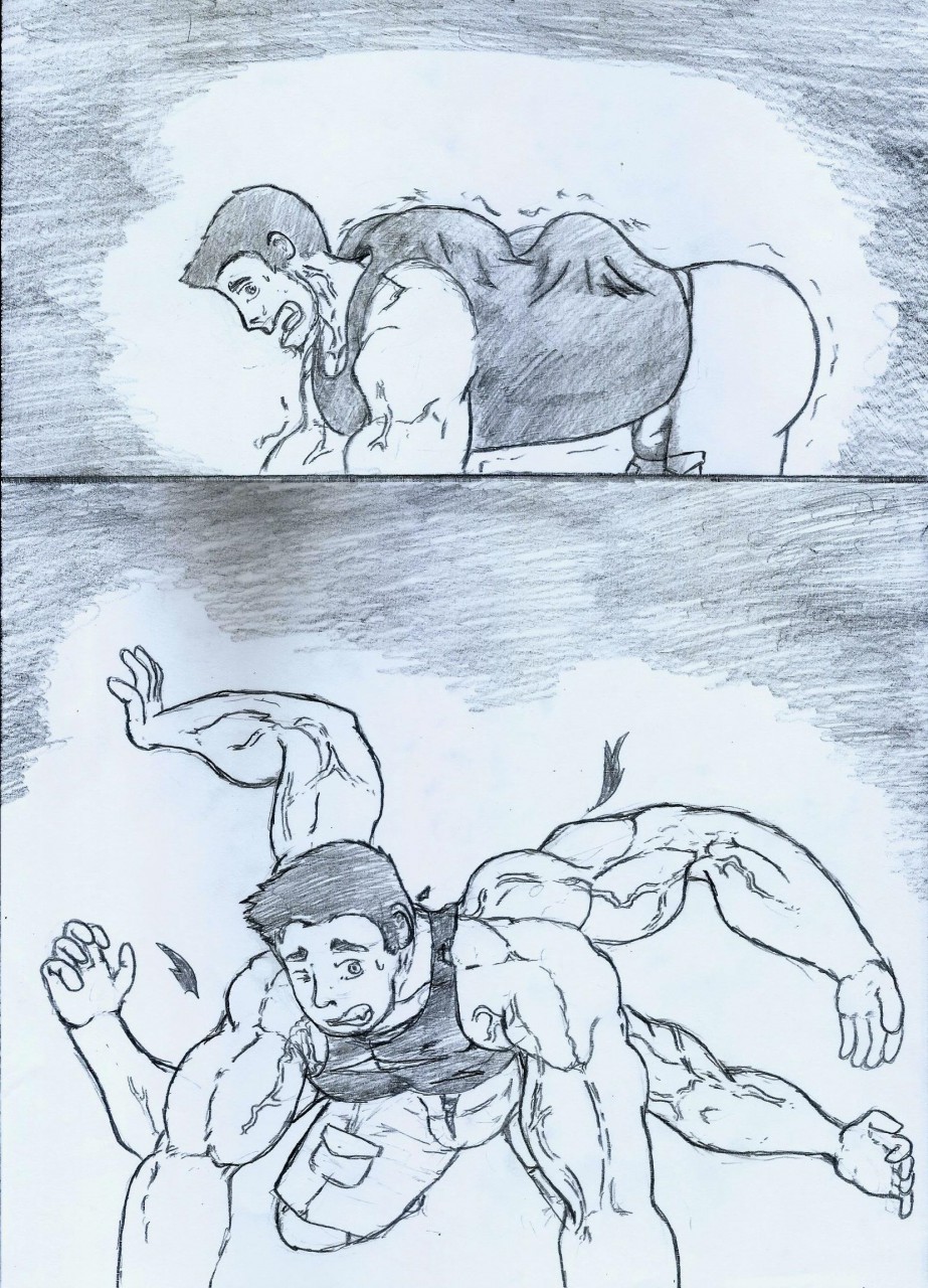 balls cephalopod comic gingatokkyu greyscale growth human_to_anthro line_art male male_focus male_only marine mollusk monochrome multi_arm multi_limb multi_pec muscular muscular_male octopus penis reptile scalie solo solo_focus traditional_media_(artwork) transformation