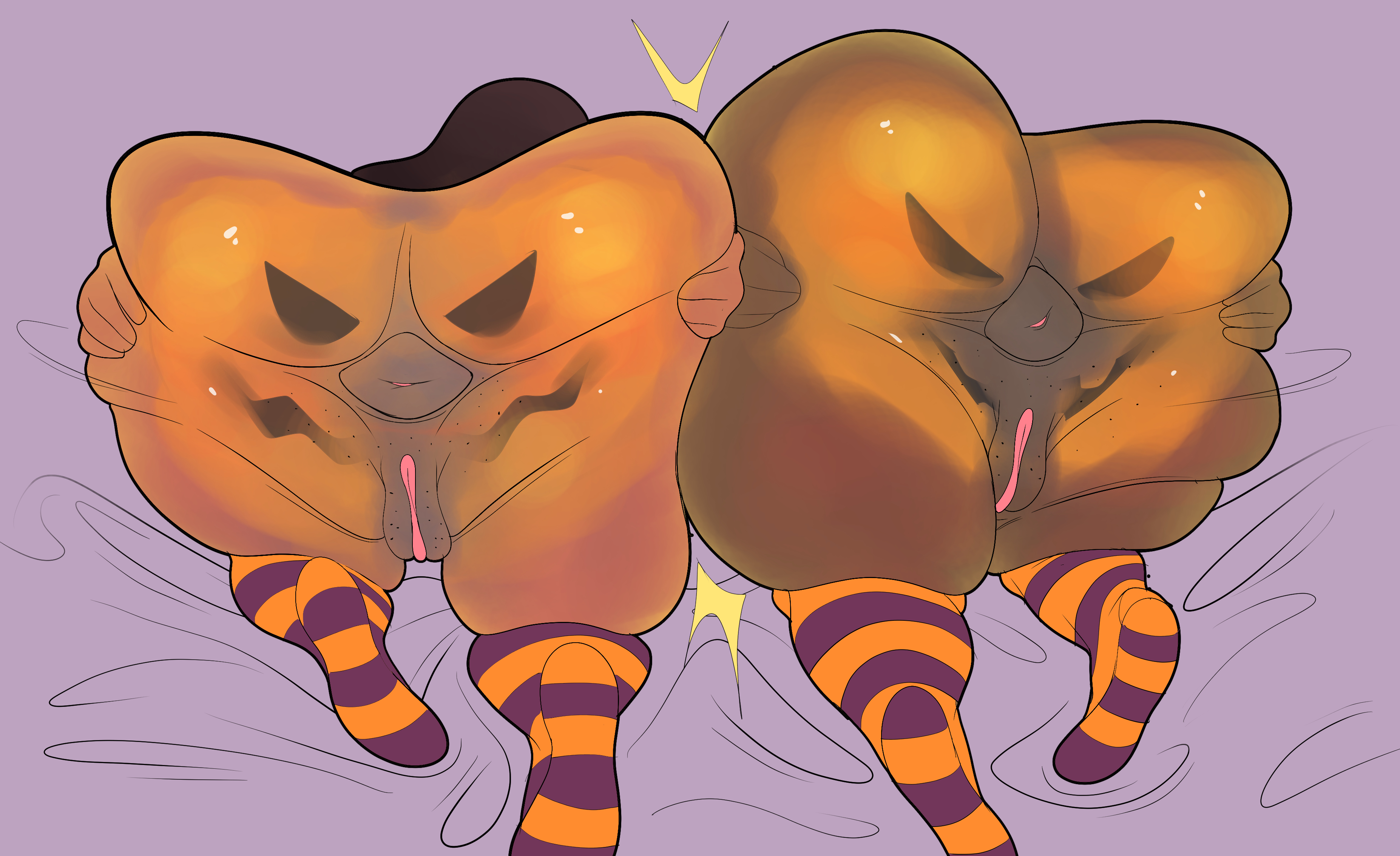 2girls, anus, ass, ass focus, ass smack, ass to ass, asses touching, barrybbeesly, big ass, big butt, bottom view, brown hair, cartoon network, fat ass, fat butt, fat thighs, female, female only, halloween, halloween theme, indian, indian female, long hair, nadaleea (barrybbeesly), orange stripes, orange thighhighs, paint on ass, painted butt, presenting, priyanka maheswaran, pubic stubble, pumpkin butt, pussy, rear view, shaved pubes, shaved pussy, shaved vagina, simple background, spread anus, spread ass, spread butt, spreading, spreading anus, spreading ass, steven universe, striped, striped legwear, striped thighhighs, stripes, thick, thick ass, thick legs, thick thighs, thigh highs, thighhighs, thighs, unseen female face, vagina, walking