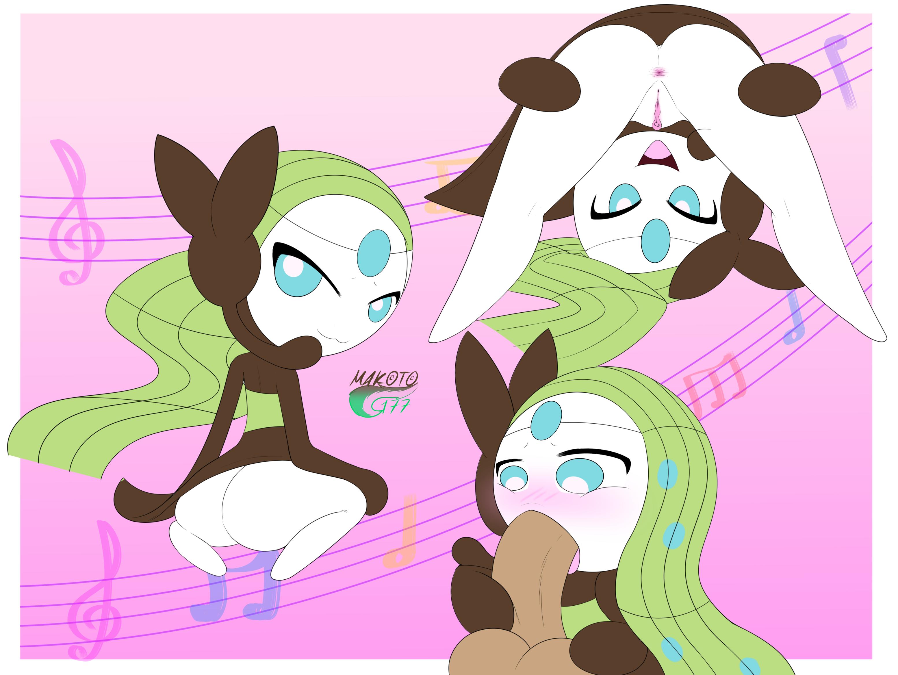 anus, ass, duo, female, generation 5 pokemon, genitals, humanoid, legendary pokemon, makoto177, meloetta, mythical pokemon, nintendo, oral, pokemon, pokemon (species), pussy, solo, vulva
