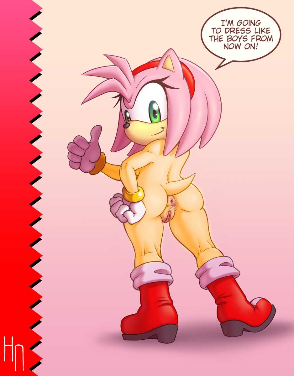 amy_rose bad_anatomy color edit female female_only gloves green_eyes hotneon nude nudist pink_hair puffy_anus sega simple_background sonic_(series) thumbs_up